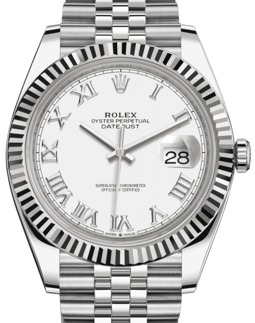 Rolex Datejust 41/ Stainless Steel/ White Roman Dial/ Fluted Bezel/ Jubilee Bracelet (Ref# 126300)