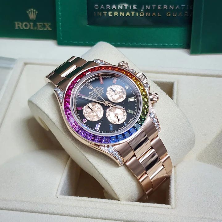 Rolex 116595 RBOW Cosmograph Daytona Rainbow 18k Rose Gold
