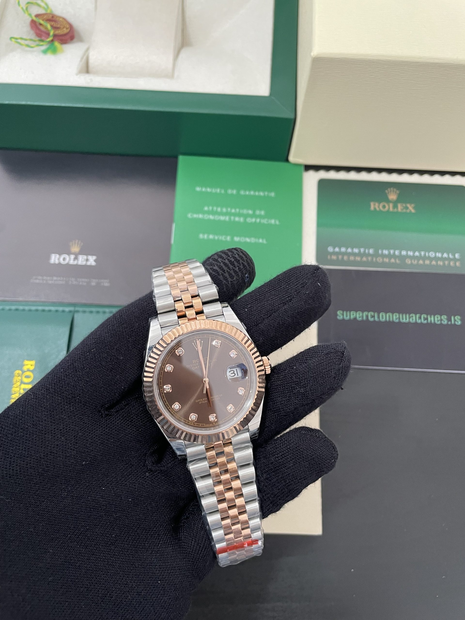 Rolex Datejust Rose Gold Two-Tone Chocolate Dial Swiss 3235 Movement Super Copy