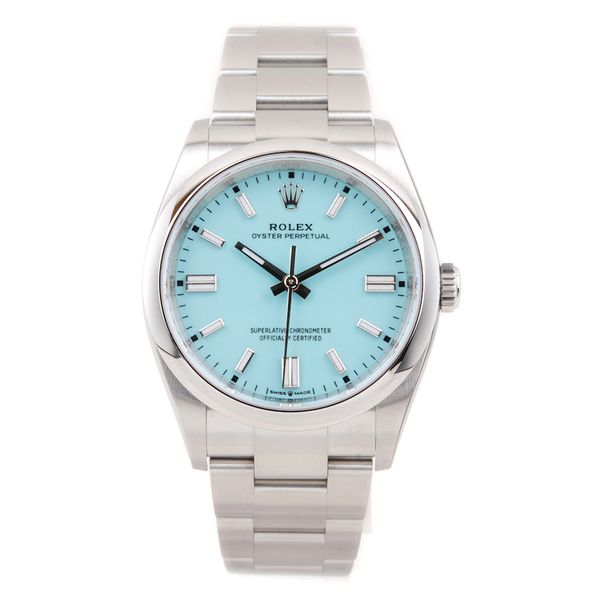 Rolex Oyster Perpetual 41 MM Turquoise Blue Dial Ref.124300 Swiss Clone Movement Replica