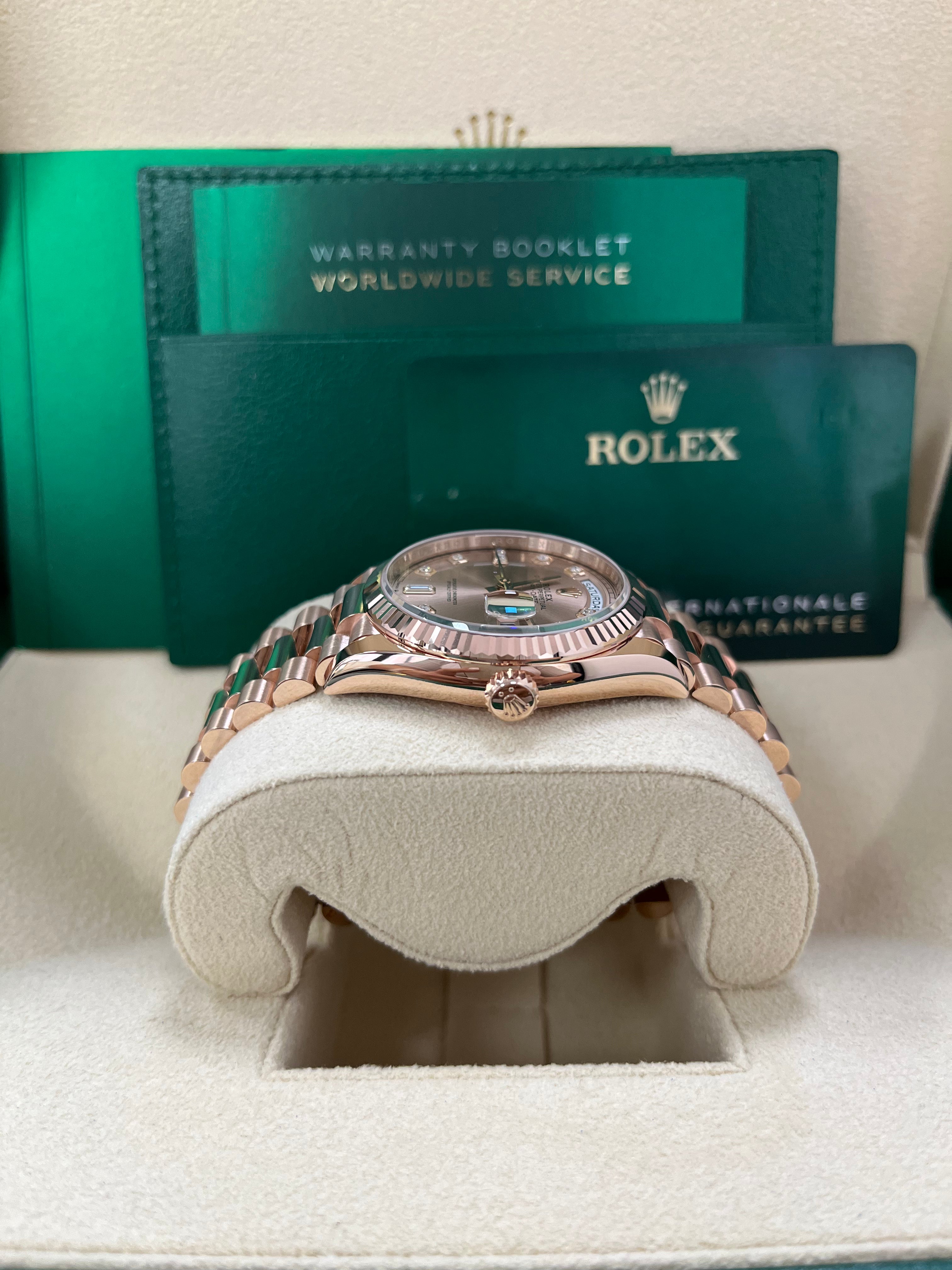 Rolex Day-Date 36 Everose Gold Day-Date 36 Watch - Fluted Bezel - Ros�� Diamond Dial - President 128235
