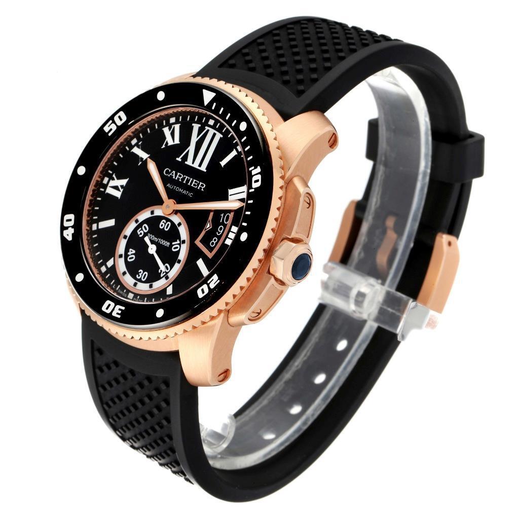 Cartier Calibre de Cartier Diver Rose Gold Black Dial W7100052
