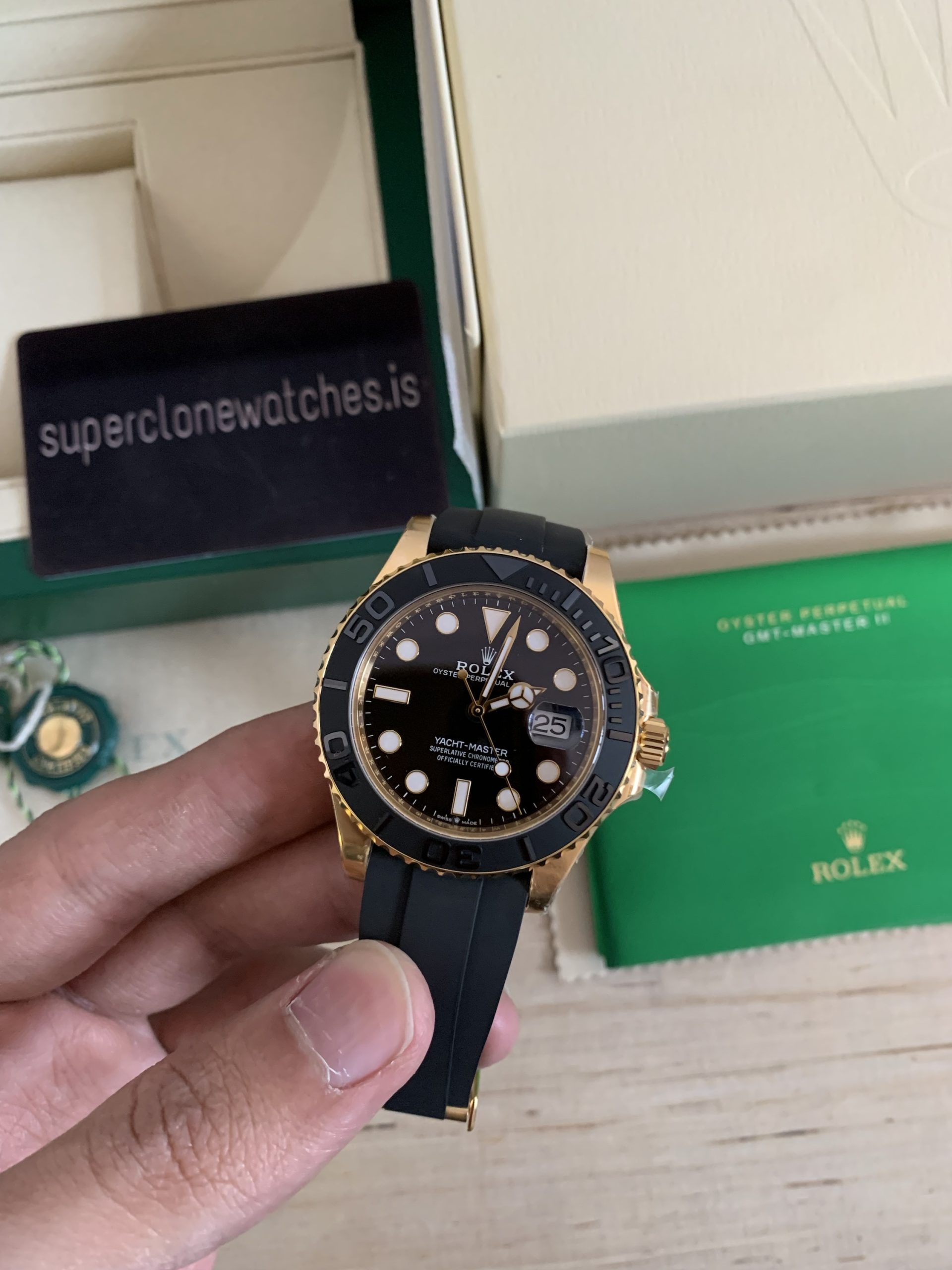 Rolex Yacht-Master Yellow Gold Oysterflex Replica Movement Watch