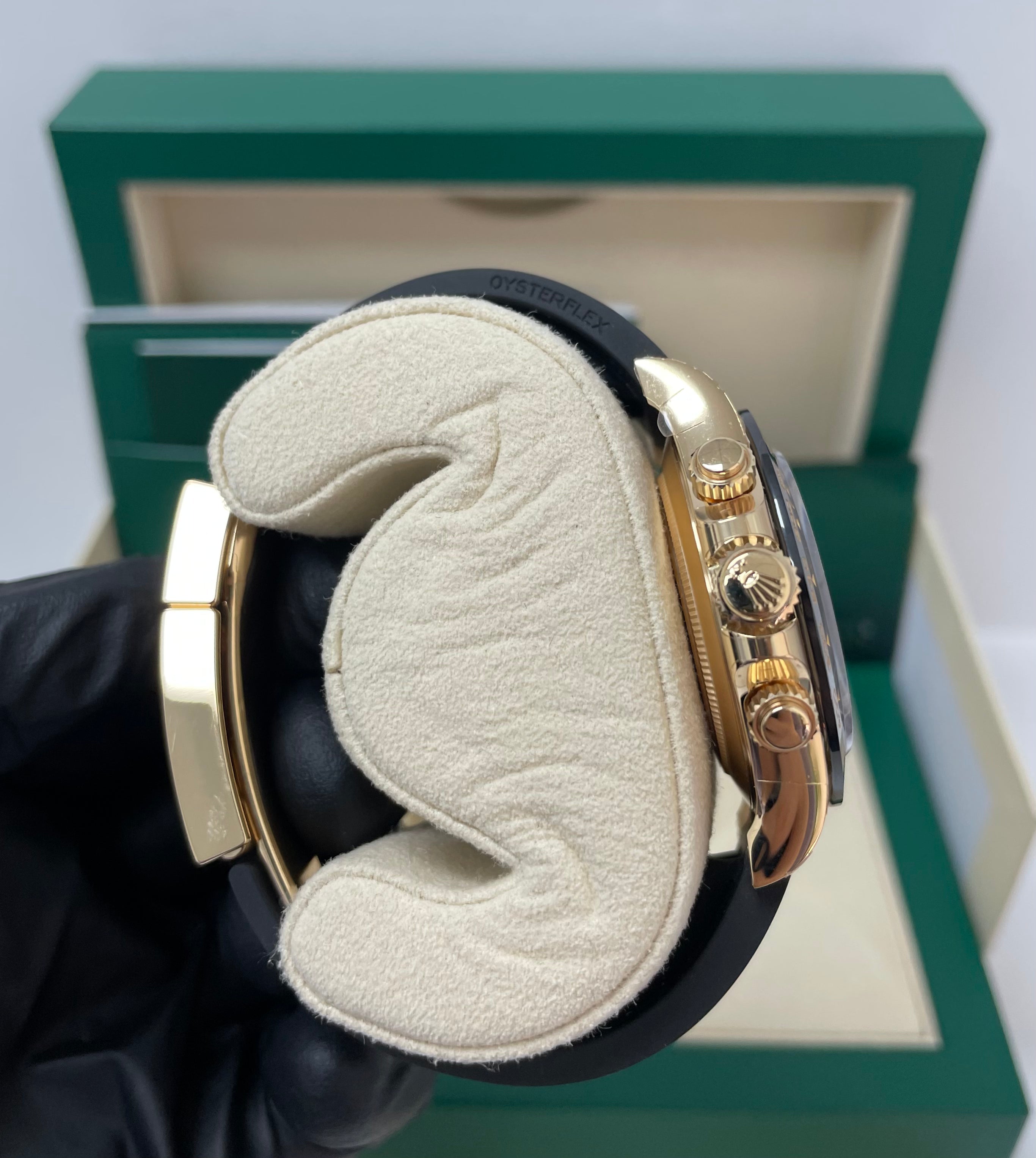 Rolex Daytona 40mm Champagne Dial with Black Subdials/ Black Oysterflex Strap (Reference # 116518LN)