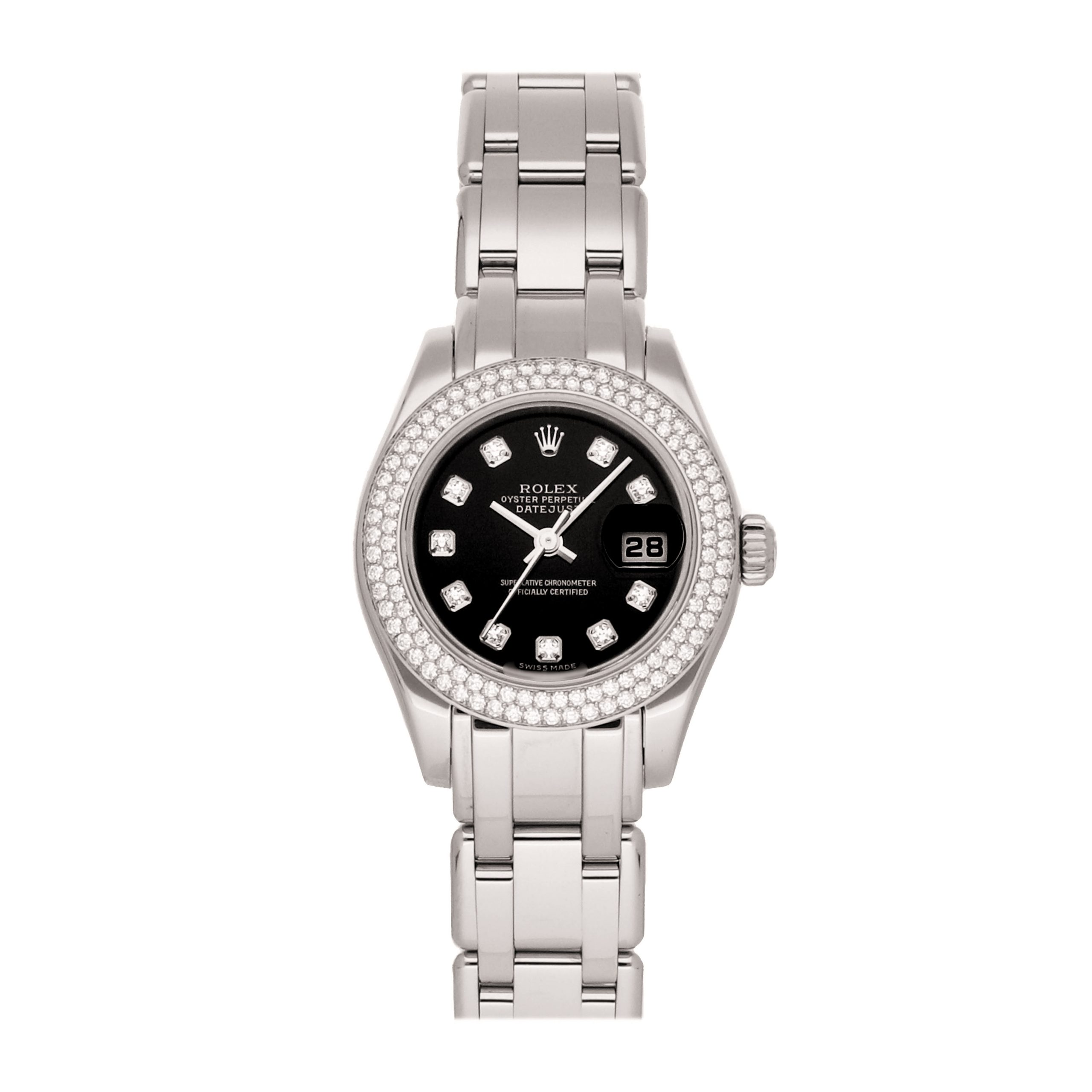 Rolex Super Clone Watch : Datejust Pearlmaster WG 80339 BLK DI PRL
