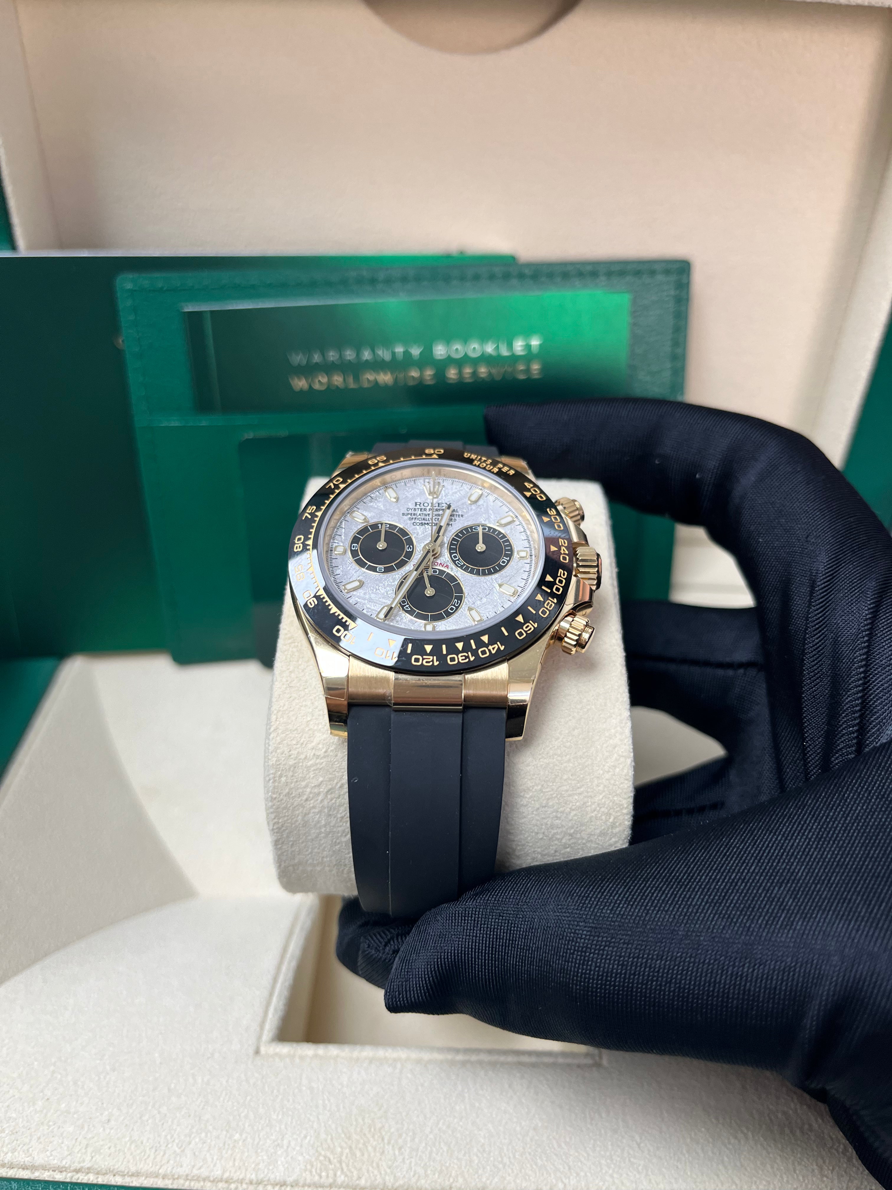 Rolex Daytona 40 Watch - Meteorite and Black Index Dial - Black Oysterflex Strap (Ref # 116518LN)