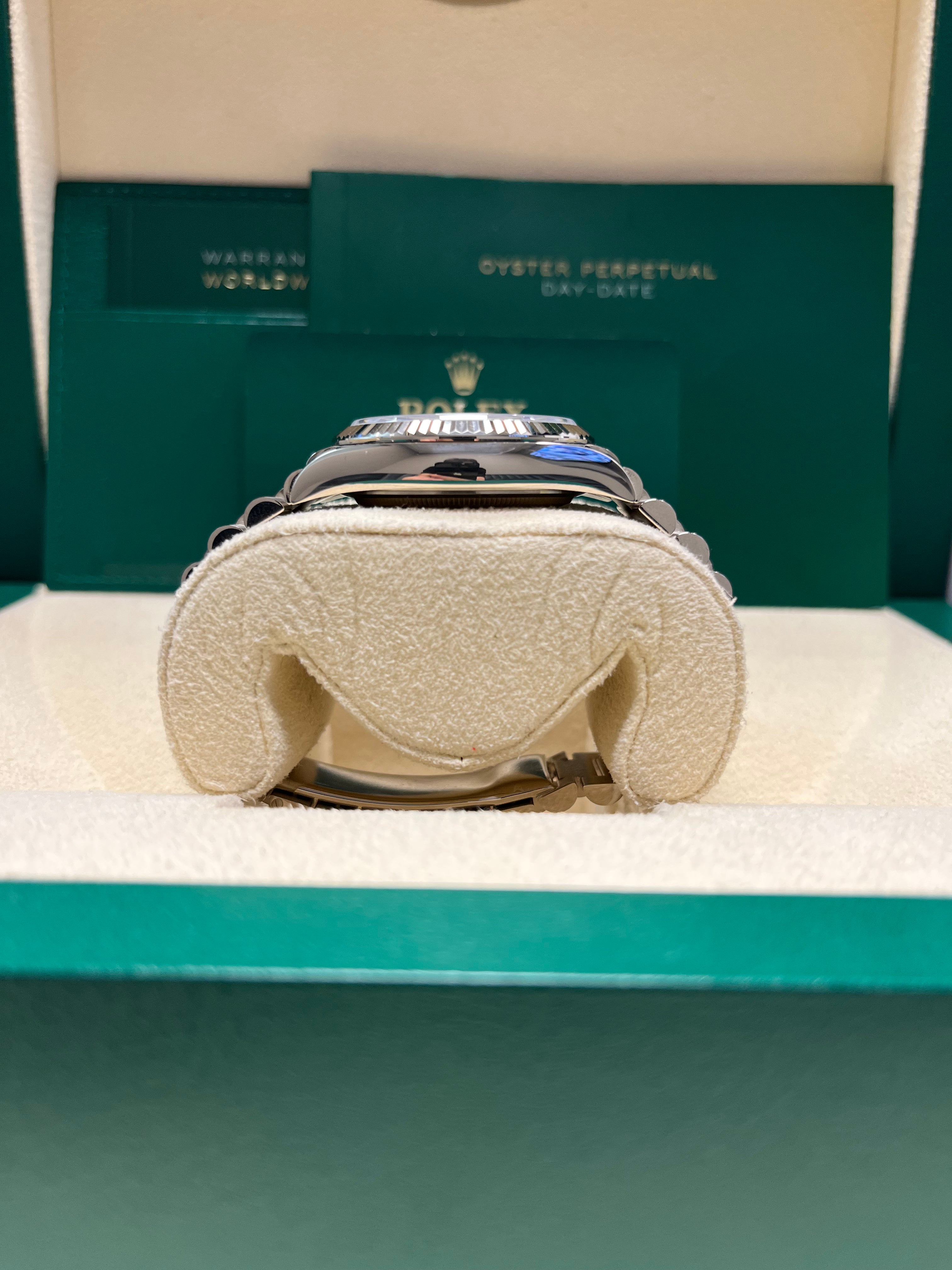 Rolex White Gold Day-Date 36 Watch - Fluted Bezel - Blue Ombre�� Diamond Dial - President Bracelet (Ref # 128239)