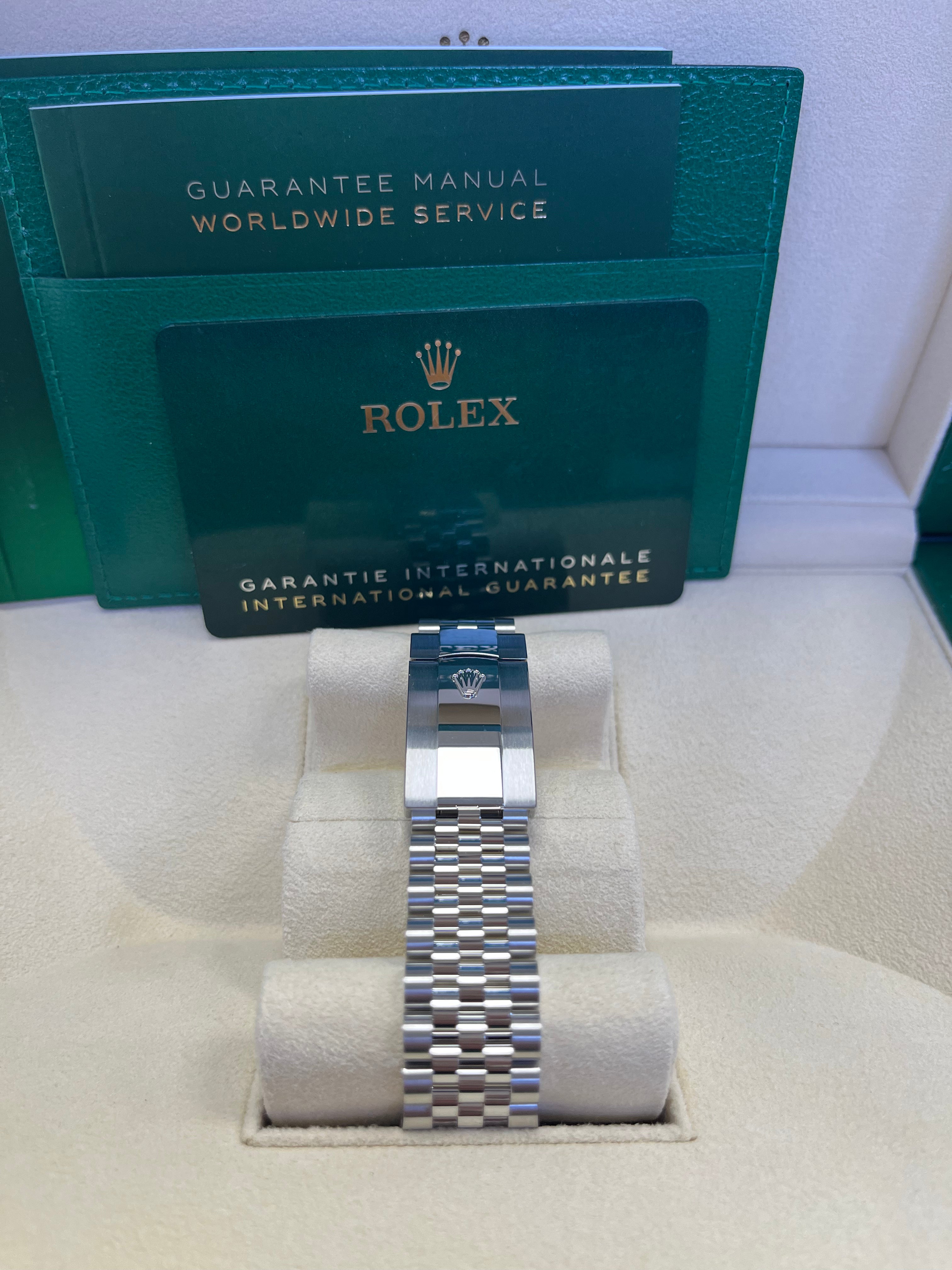 Rolex Datejust 41mm White Gold/Steel Mint Green Fluted Motif Index Fluted Bezel Jubilee Reference #126334