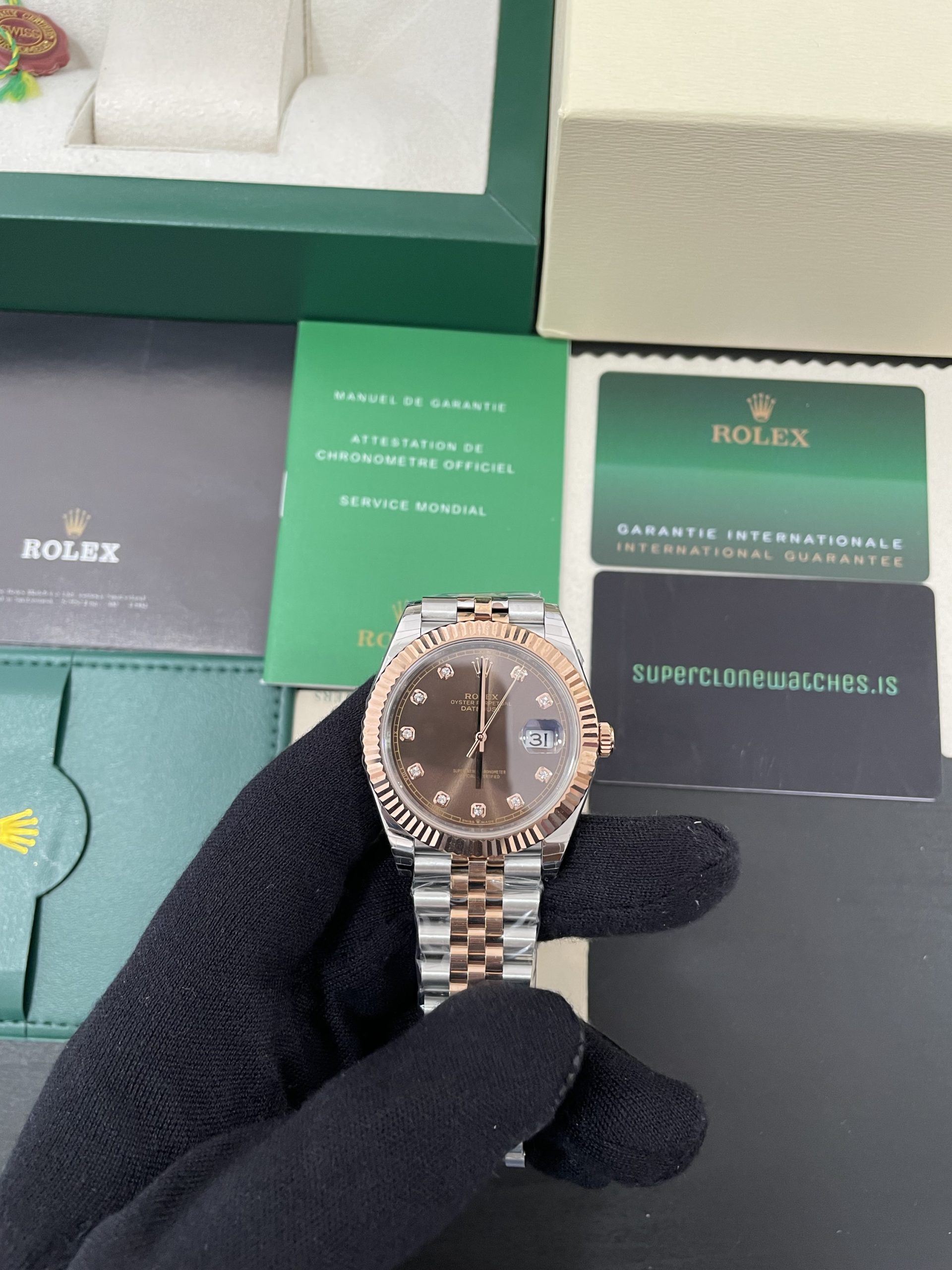 Rolex Datejust Rose Gold Two-Tone Chocolate Dial Swiss 3235 Movement Super Copy