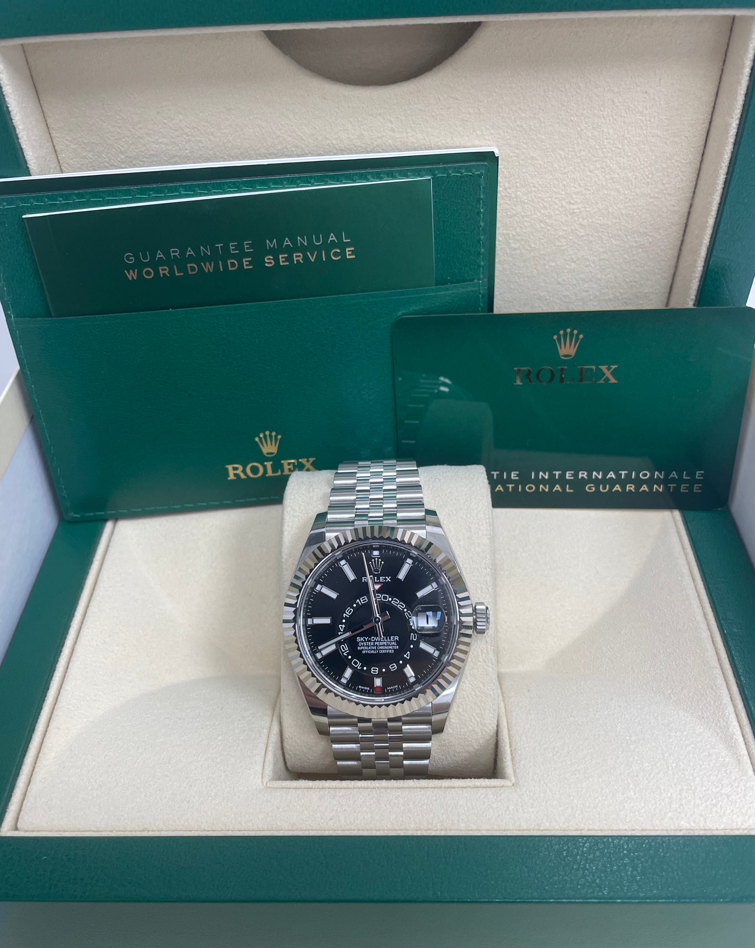 Rolex White Rolesor Sky-Dweller Black Index Dial Jubilee Bracelet (Ref# 326934)