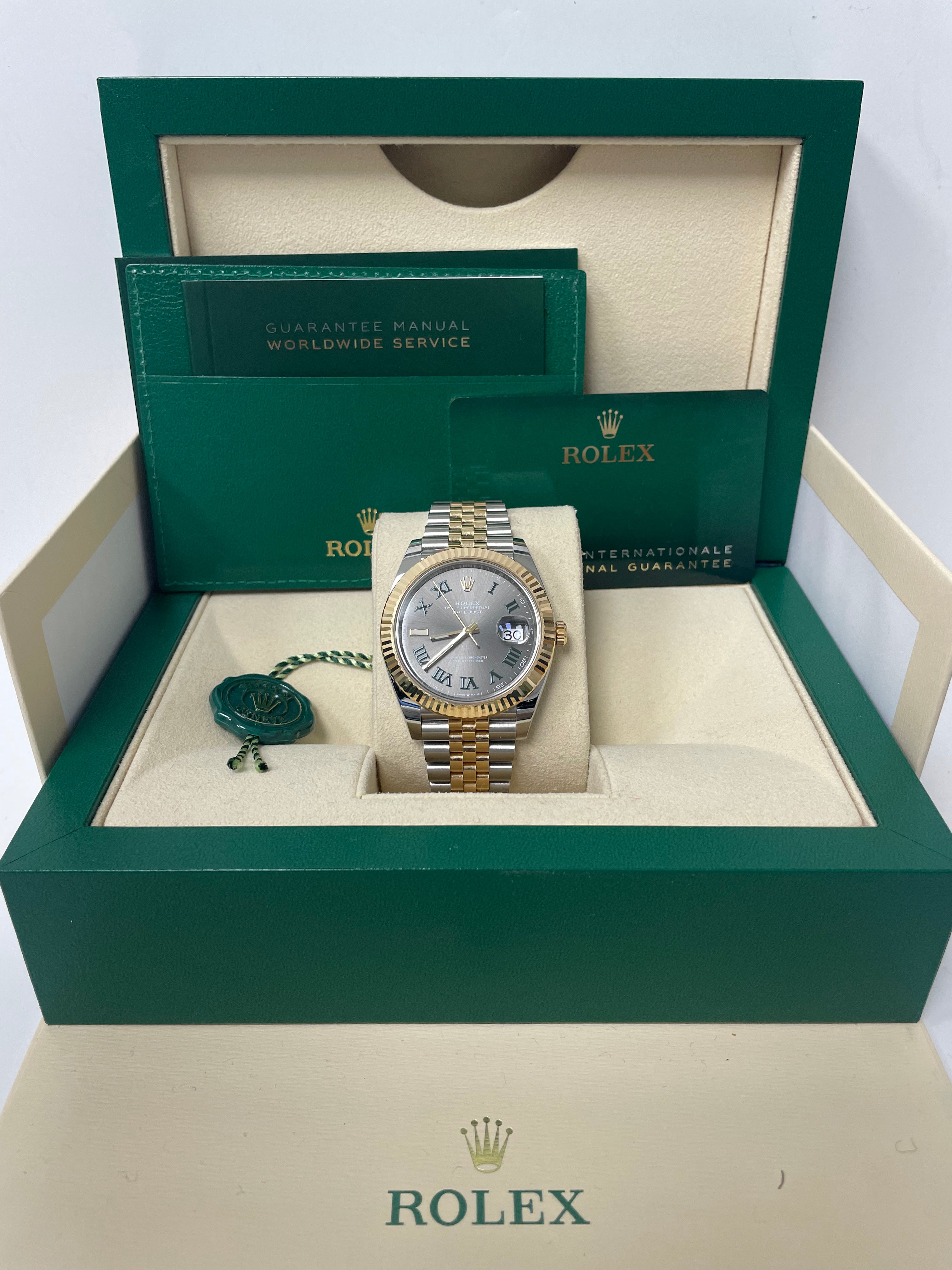 Rolex Datejust 41 Two-Tone Yellow Gold & Stainless Steel - Grey Slate Roman Wimbledon Dial - Fluted Bezel - Jubilee Bracelet (Ref# 126333)