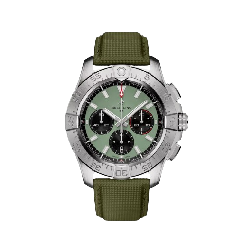 Breitling Avenger B01 Chronograph Green Dial Leather Strap Watch - AB0147101LX1