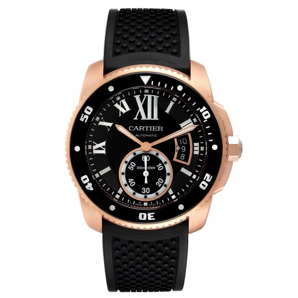 Cartier Calibre de Cartier Diver Rose Gold Black Dial W7100052