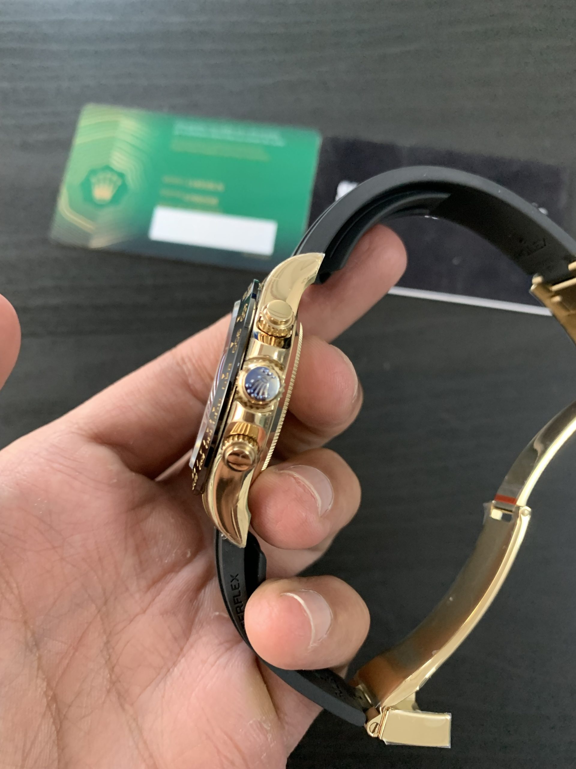 Rolex Cosmograph Daytona Oysterflex Yellow Gold Black Diamond Dial