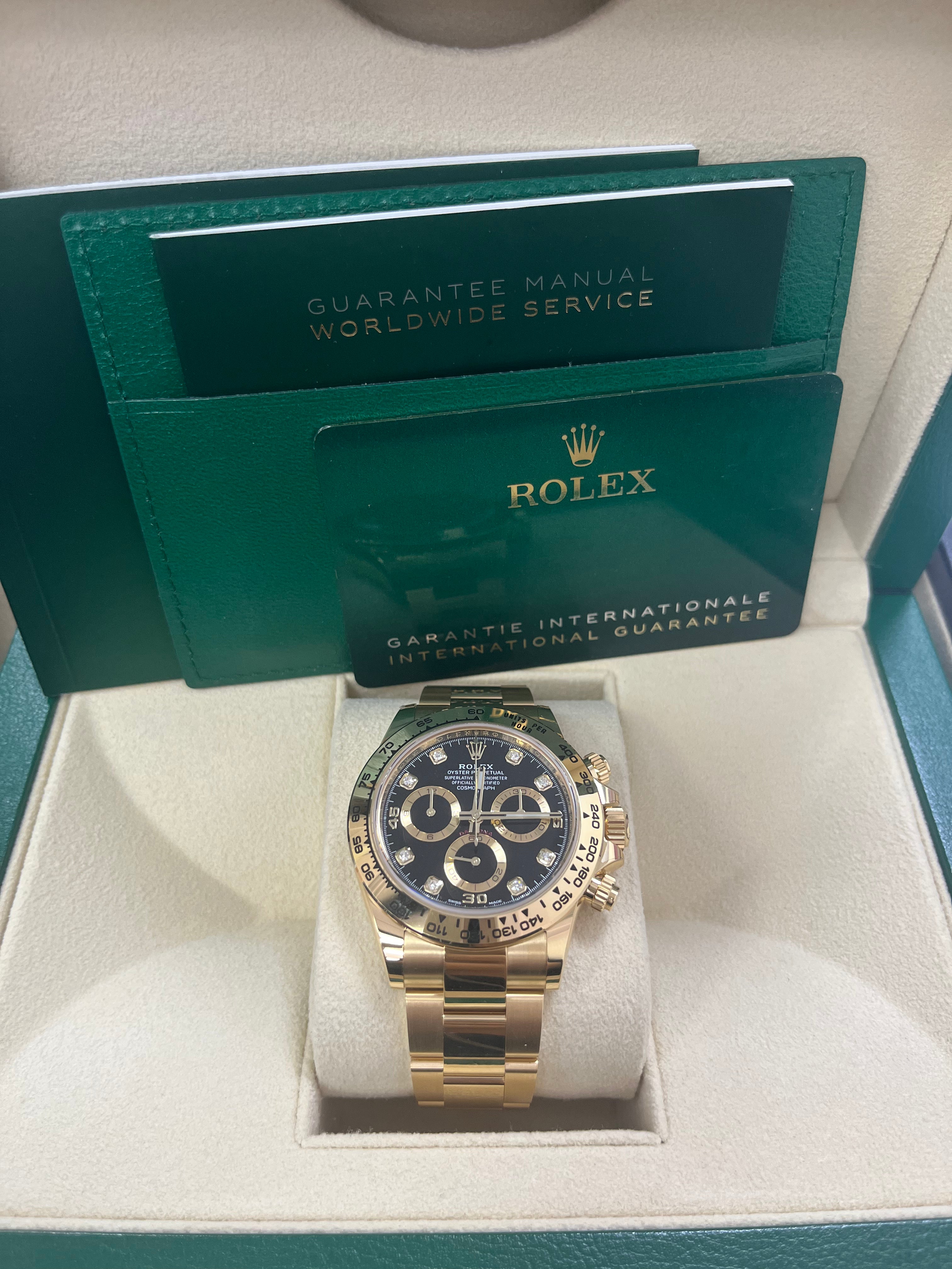 Rolex Daytona Yellow Gold Cosmograph Daytona 40 Watch - Black Diamond Dial 116508