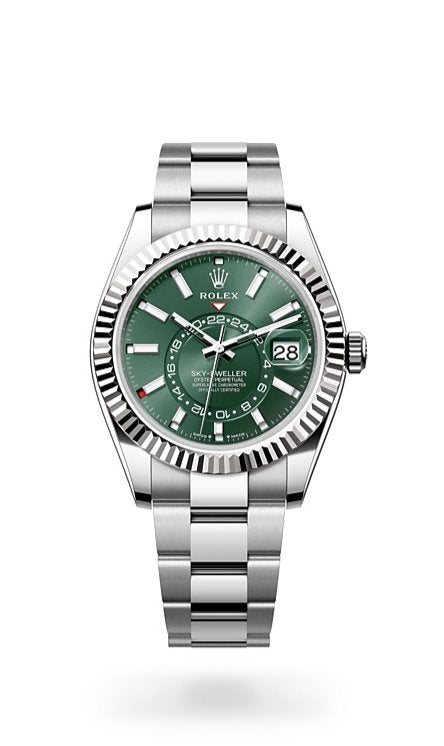 Rolex Sky-Dweller 42 mm Oystersteel and White Gold Green Dial Sky Dweller 336934