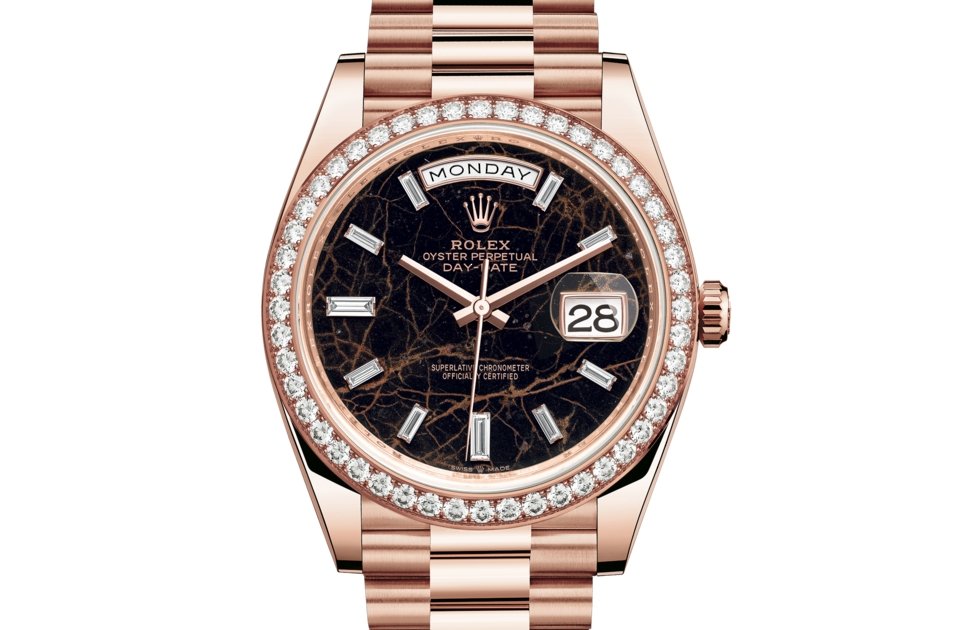 Rolex Day-date 40MM Everose Gold Eisenkiesel Diamond-set bezel and a President bracelet (Ref# 228345RBR)