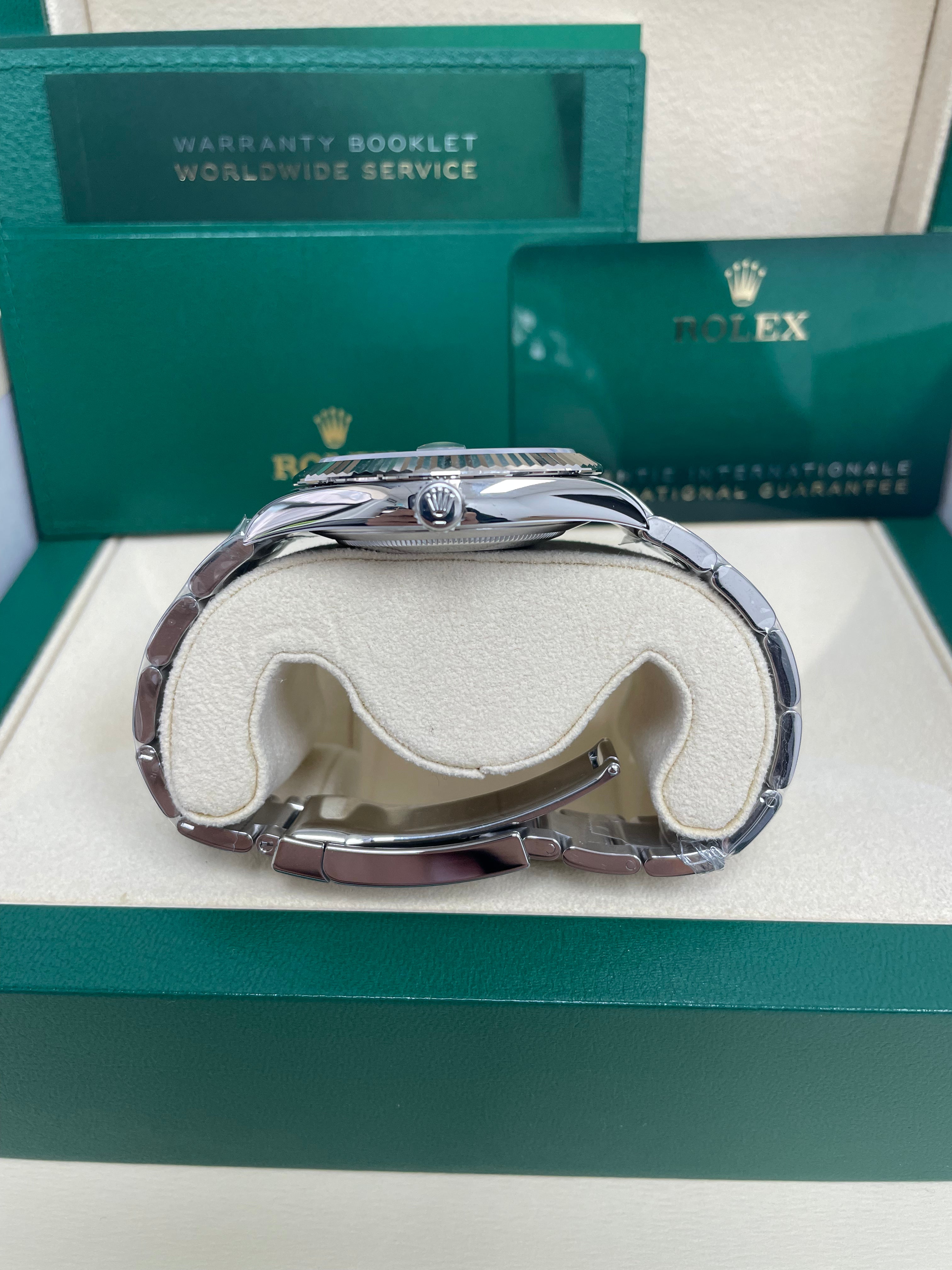 Rolex Datejust 41 White Gold and Steel Blue Index Oyster Fluted Bezel (Ref#126334)