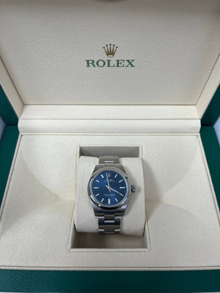 Rolex Oyster Perpetual 31 Domed Bezel Blue Index Dial Oyster Bracelet (Ref# 277200)