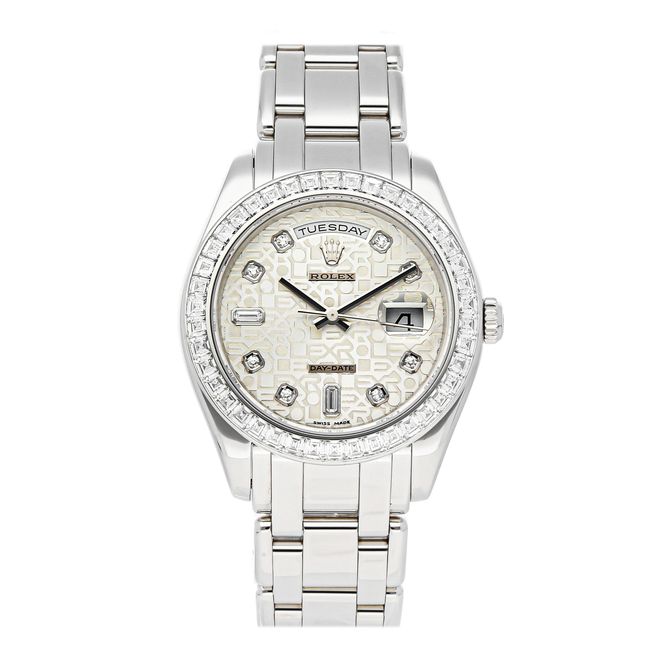 Rolex Super Clone Watch : Day-Date Masterpiece 18956BR SLV JUB PRL