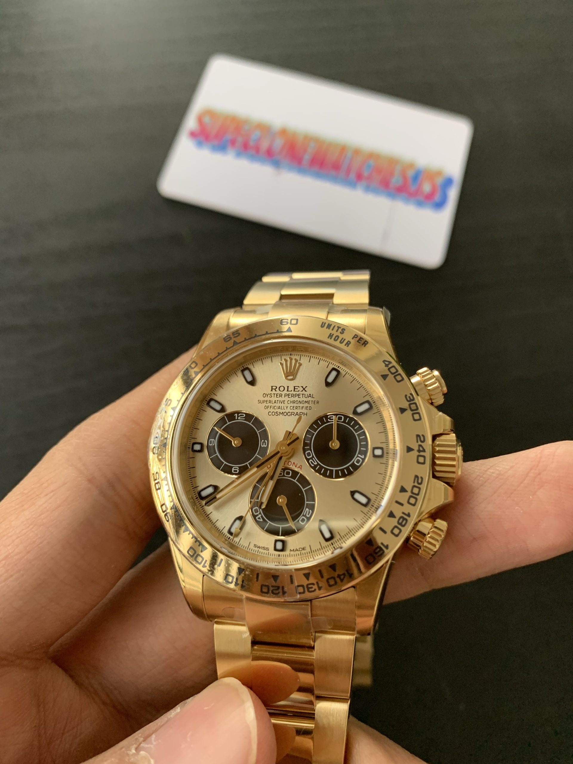 Rolex Daytona Yellow Gold Champagne Dial 4130 Movement Clean Factory Imitation