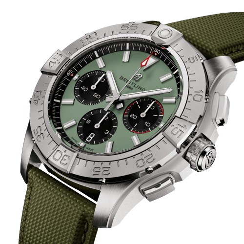 Breitling Avenger B01 Chronograph Green Dial Leather Strap Watch - AB0147101LX1