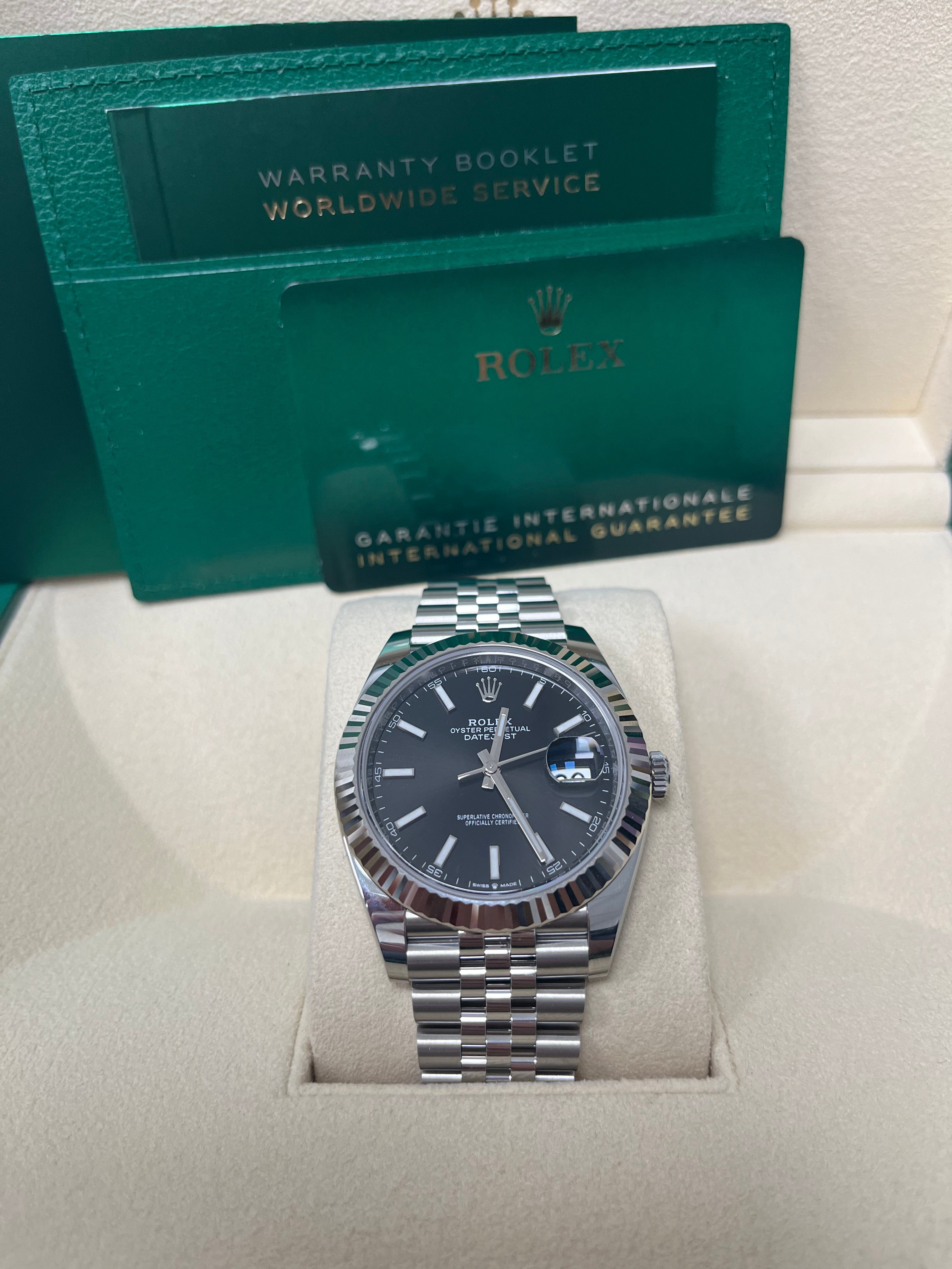 Rolex Datejust 41 Stainless Steel & White Gold - Black Index Dial - Fluted Bezel Jubilee Bracelet (Ref# 126334)