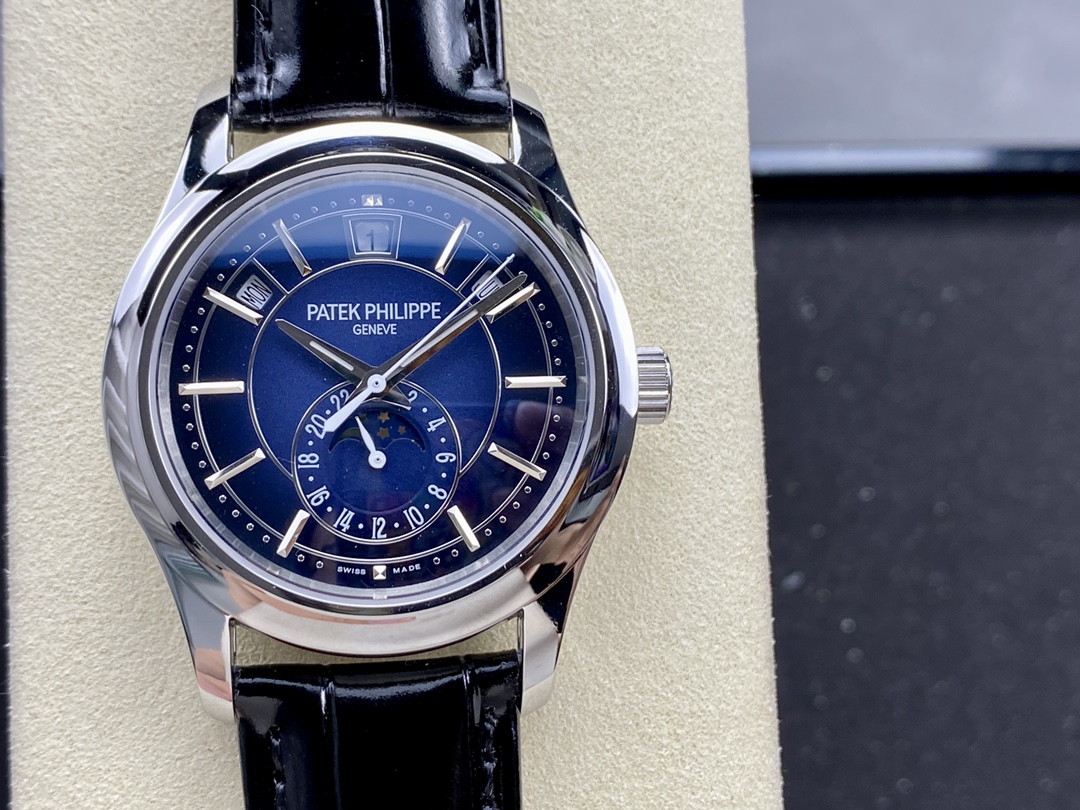 Patek Philippe Complications 18k White Gold 5205G-013 with Blue Sunburst dial Watch