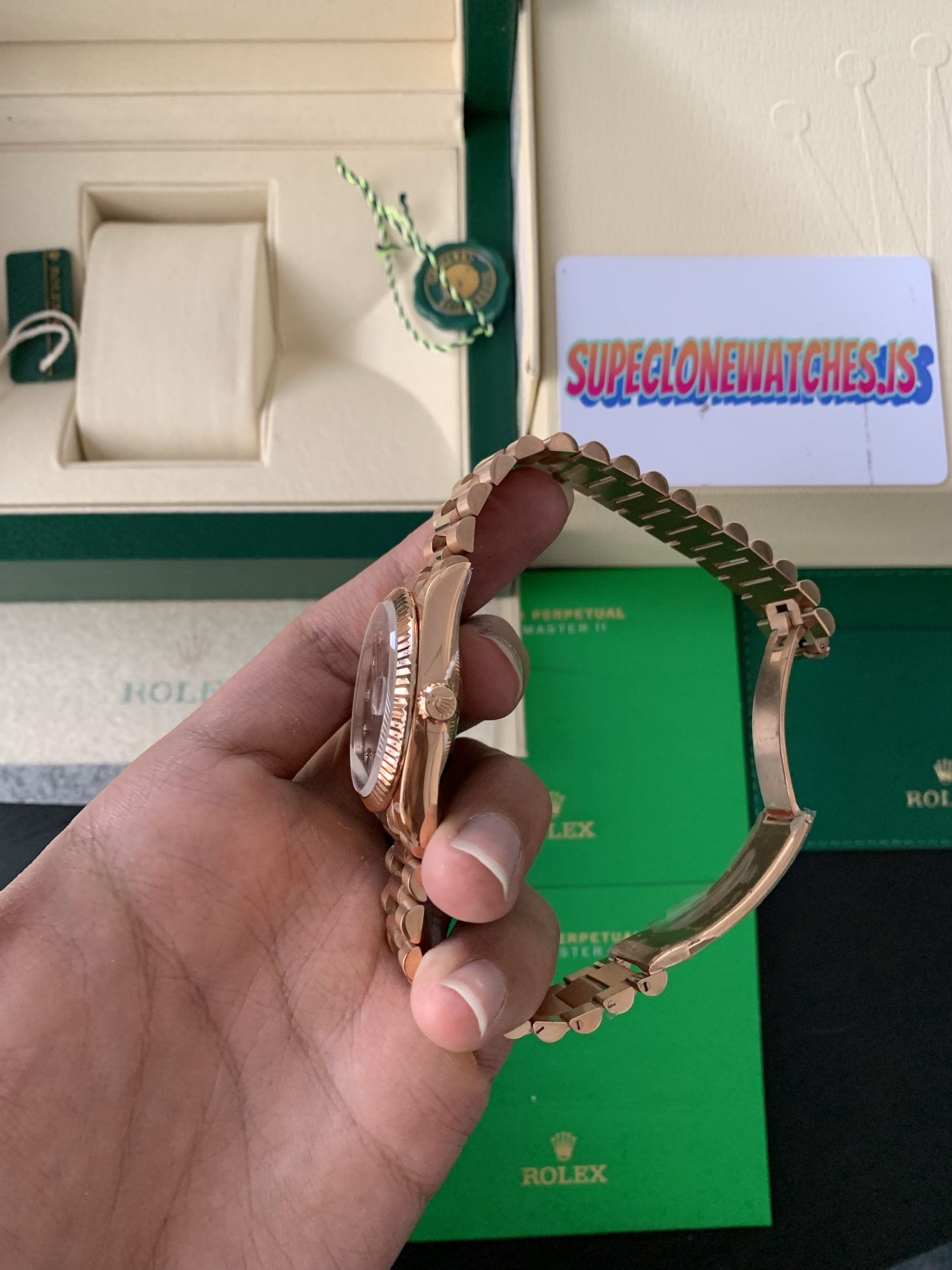 36mm Rolex Day-Date Rose Gold Ombre Dial Swiss 3255 clone Movement