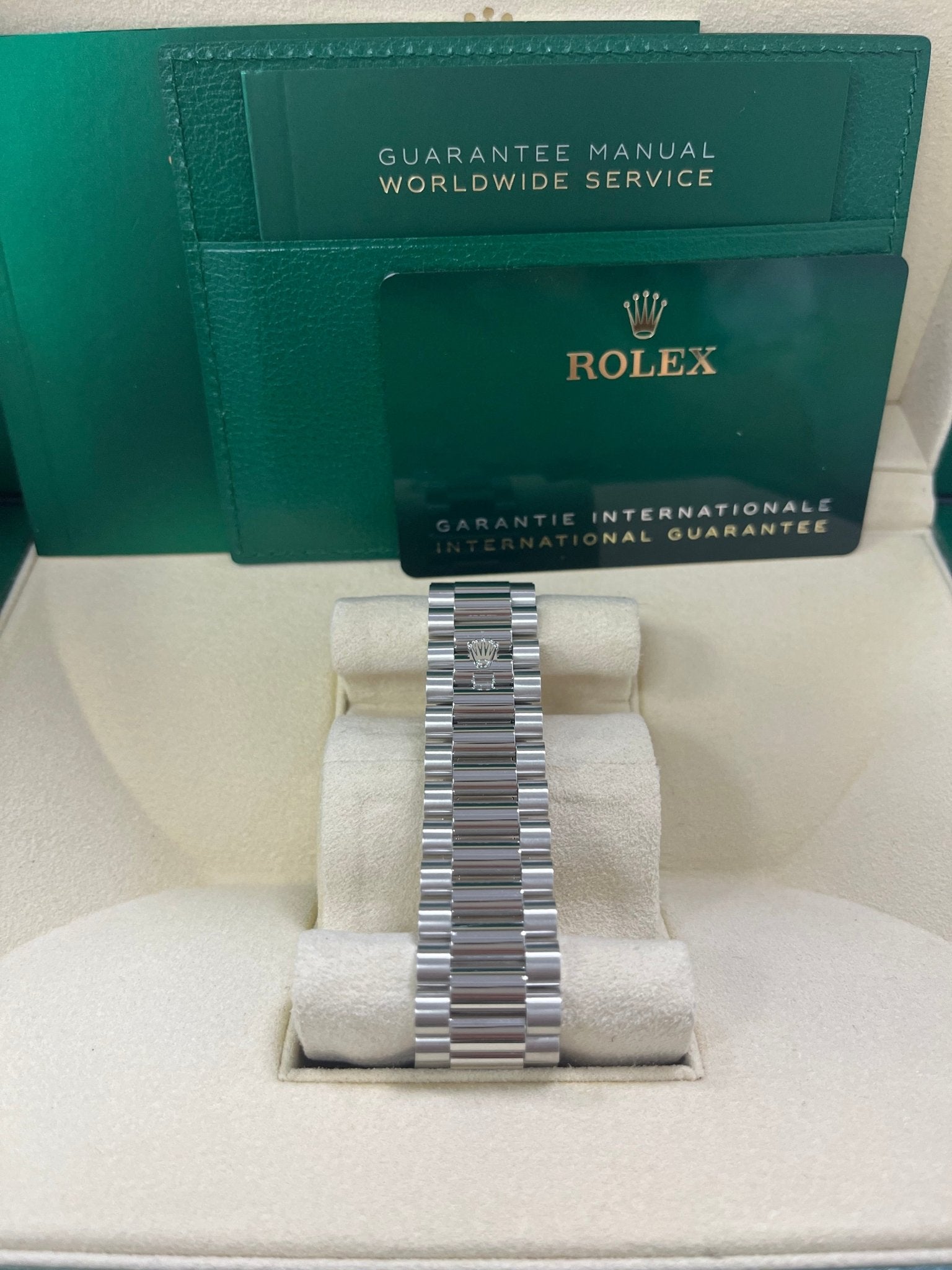 Rolex Day-Date 40 Platinum Day-Date 40 Watch - Fluted Bezel - Ice Blue Baguette Dial 228236