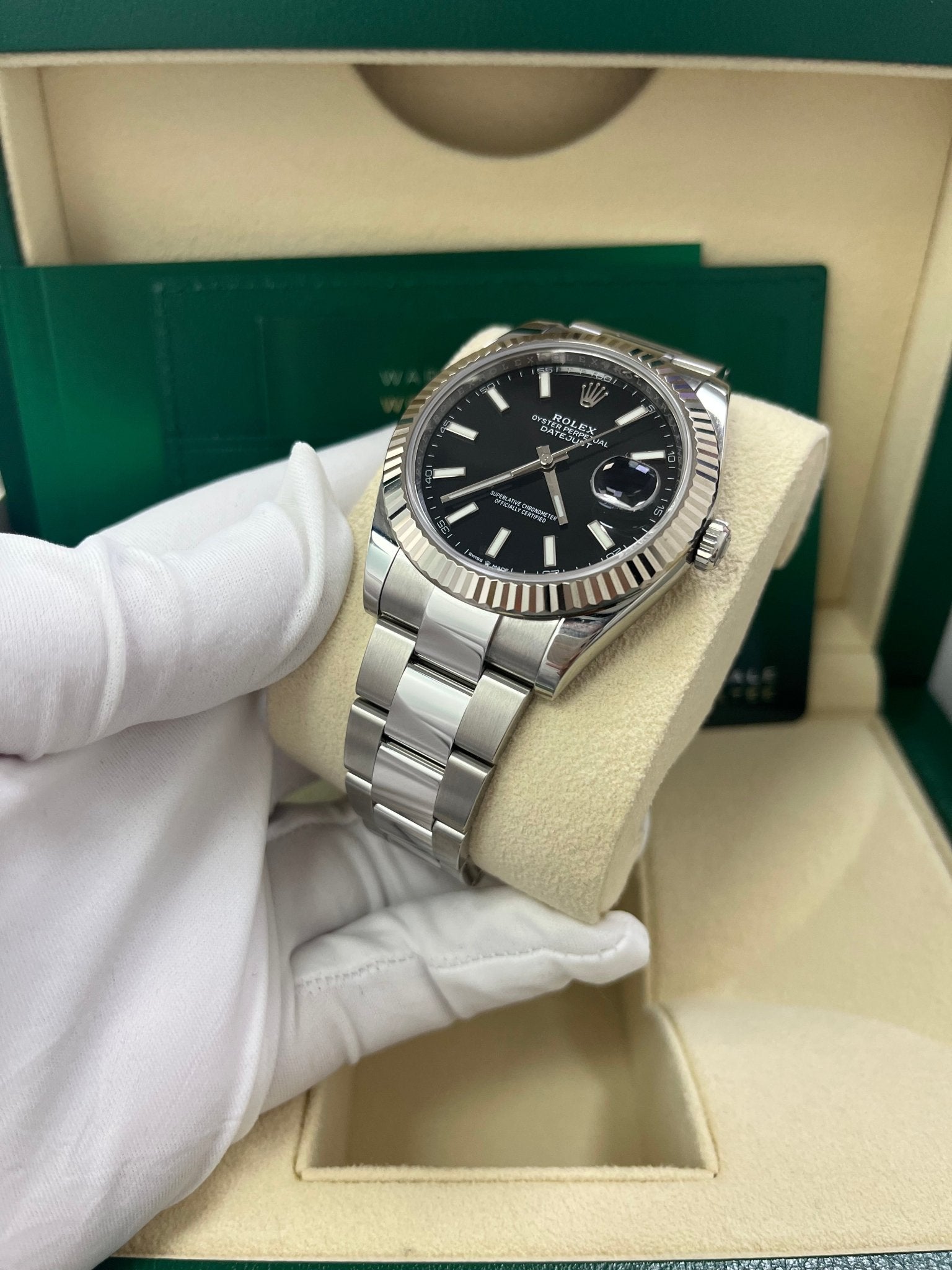 Rolex Datejust 41 Stainless Steel & White Gold - Black Index Dial - Fluted Bezel (Ref# 126334)