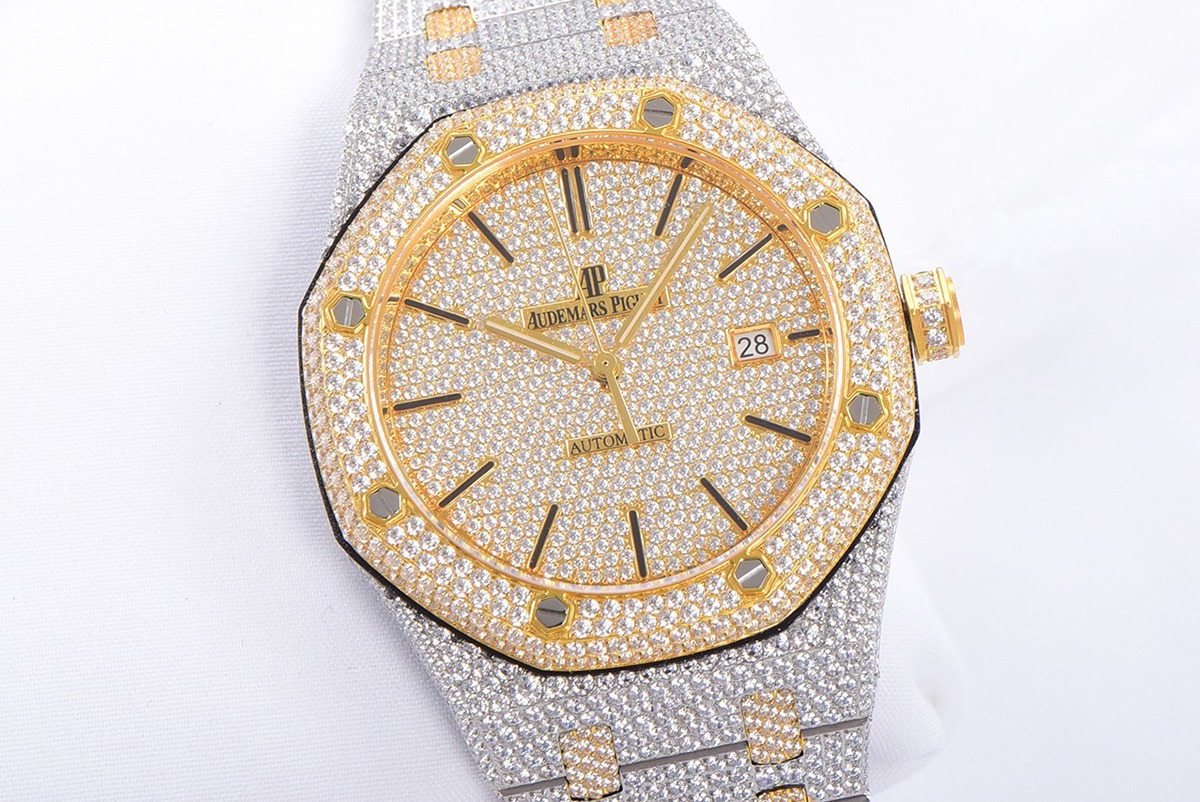 Audemars Piguet Royal Oak Selfwinding 41 mm, Yellow Gold/Silver/Gem Set Ref. 15400SR.OO.1220SR.01