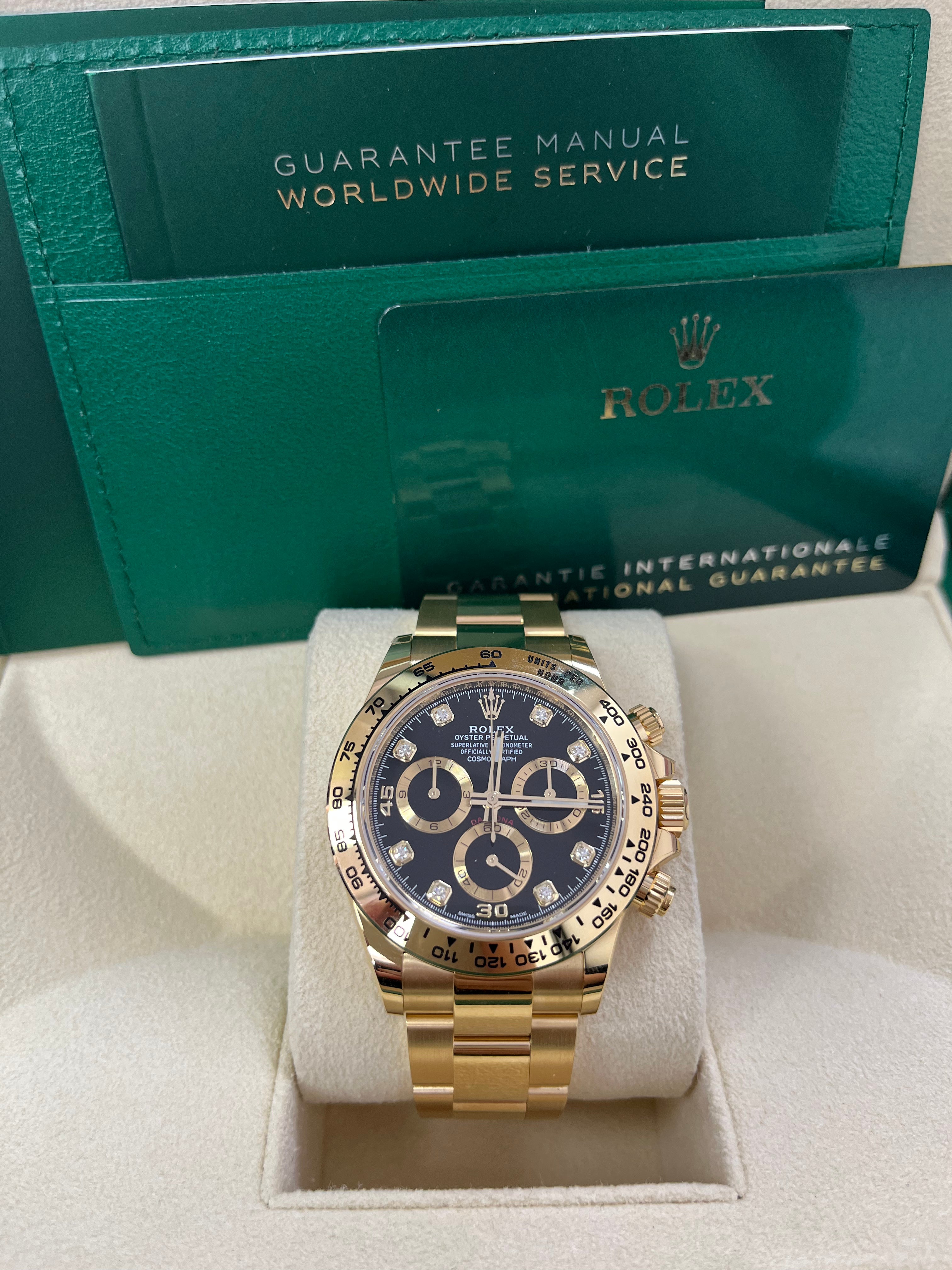 Rolex Daytona Yellow Gold Cosmograph Daytona 40 Watch - Black Diamond Dial 116508