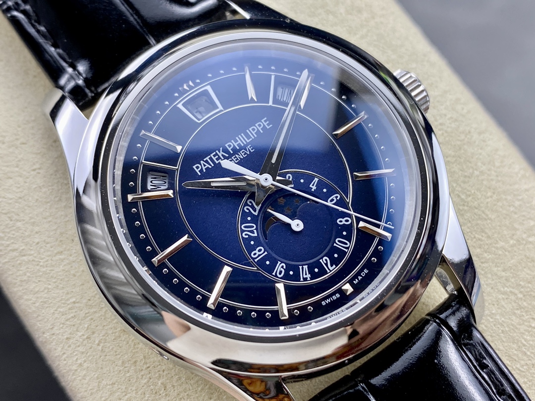 Patek Philippe Complications 18k White Gold 5205G-013 with Blue Sunburst dial Watch