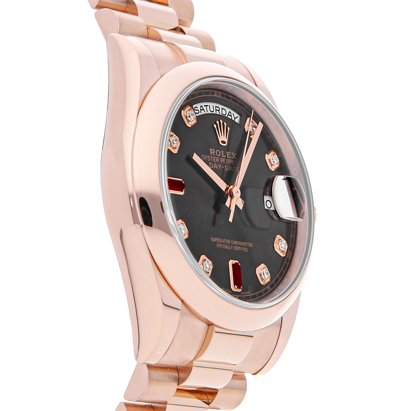 Rolex Super Clone Watch : Day-Date 118205F BRW DIA RUB PRS