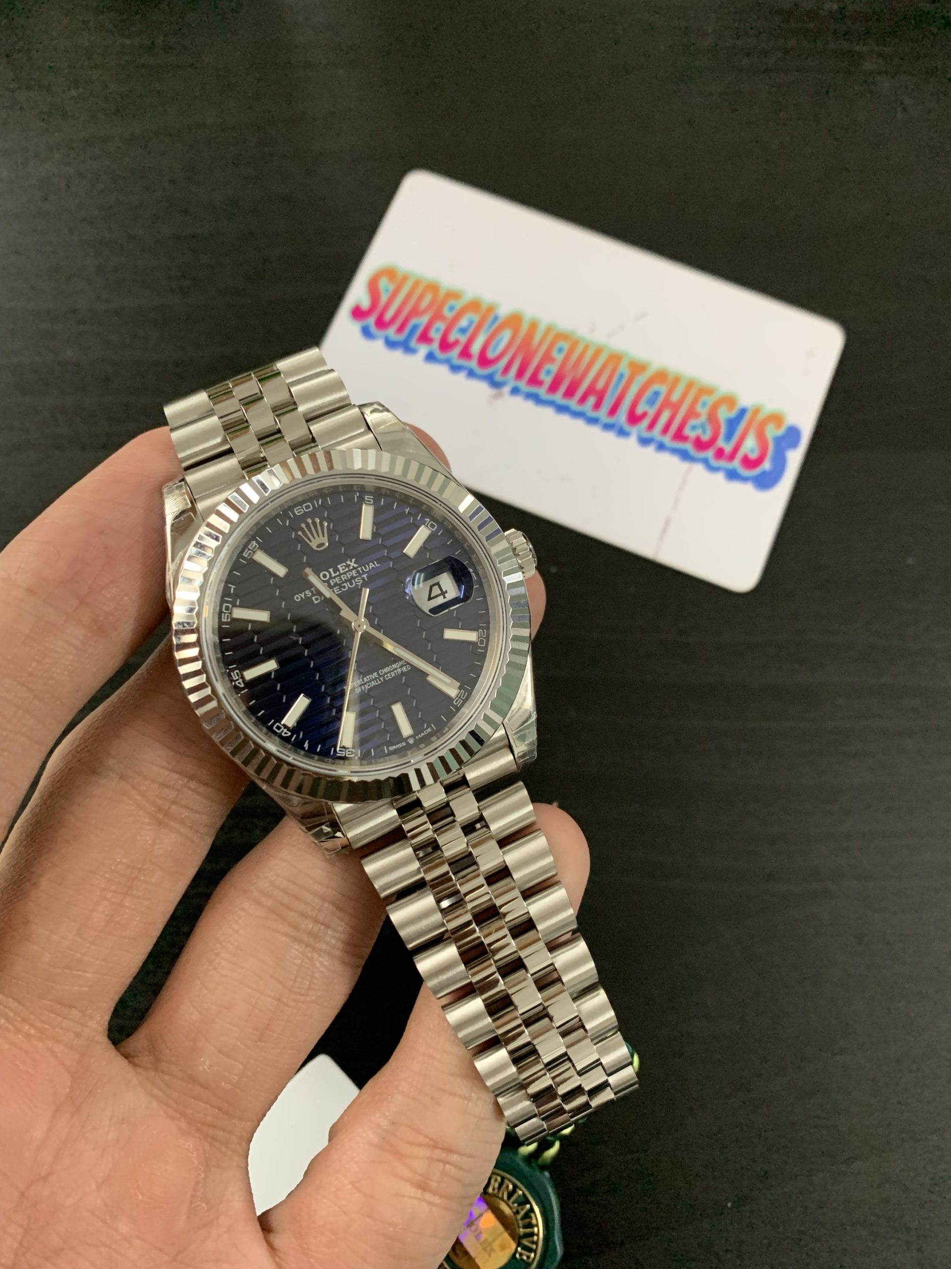 Rolex Datejust 41 Blue Motif Dial 3235 Swiss Movement Replica