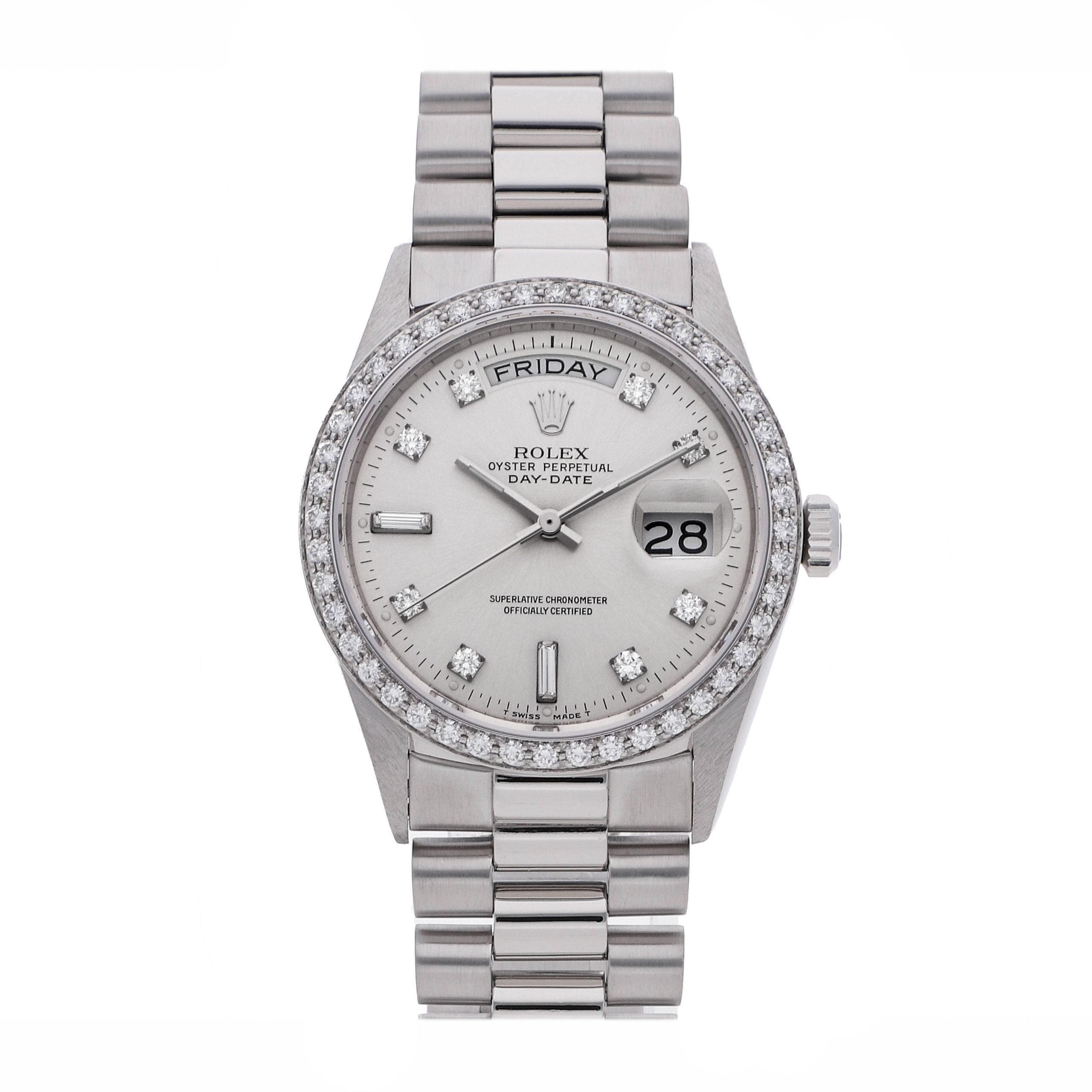 Rolex Super Clone Watch : Day-Date 18046 SLV BG RD DI PRS