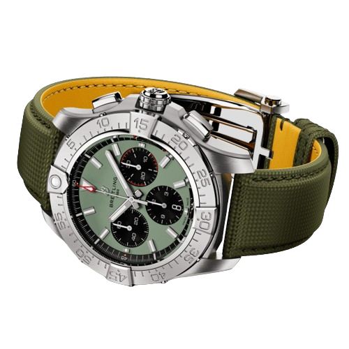 Breitling Avenger B01 Chronograph Green Dial Leather Strap Watch - AB0147101LX1