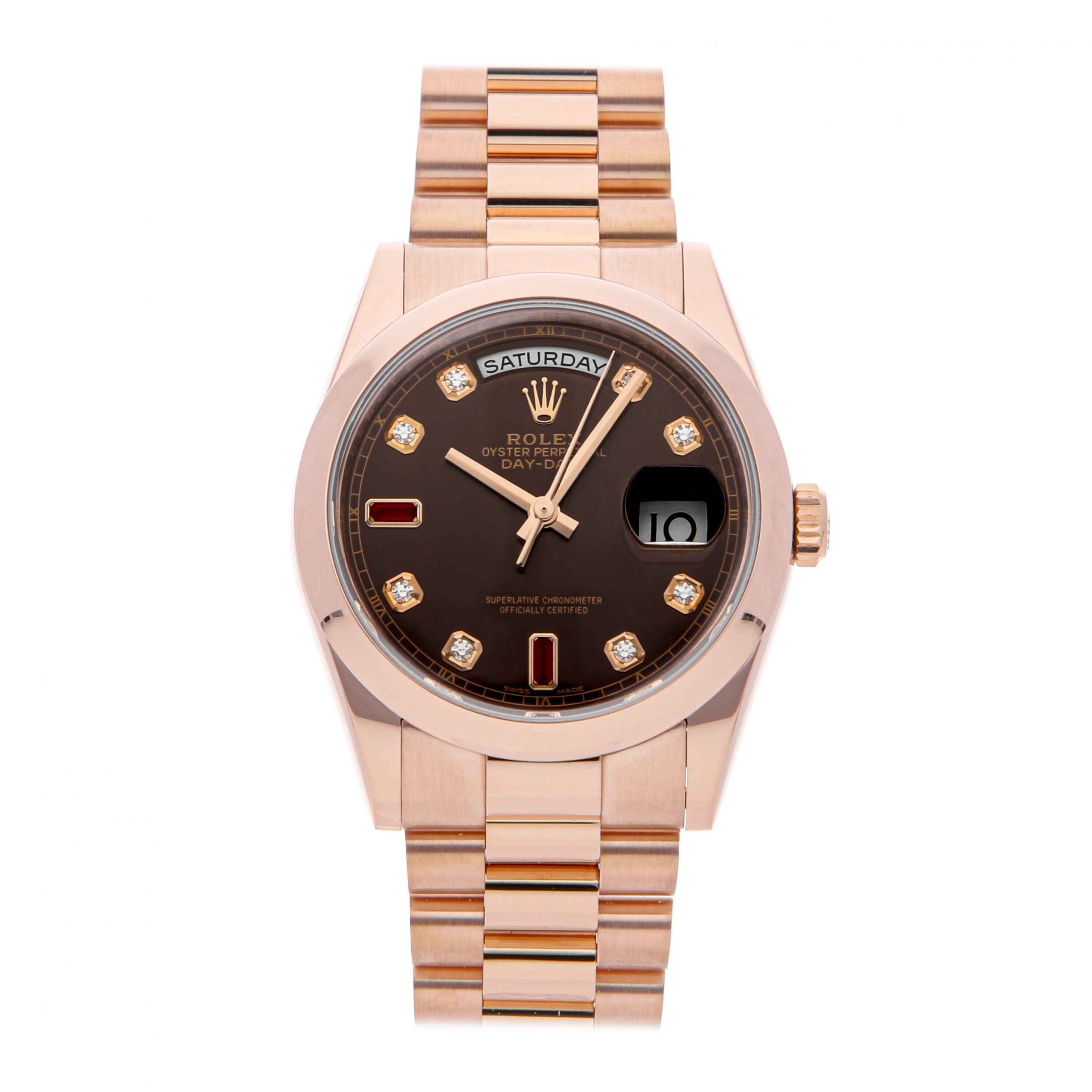 Rolex Super Clone Watch : Day-Date 118205F BRW DIA RUB PRS