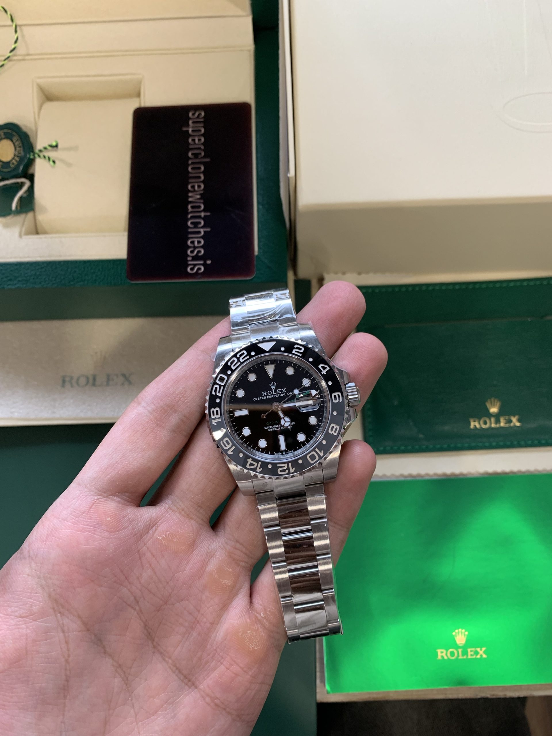 Rolex Bruce Wayne Replica GMT Master 2 904L Stainless steel Oyster Bracelet 3285 Movement