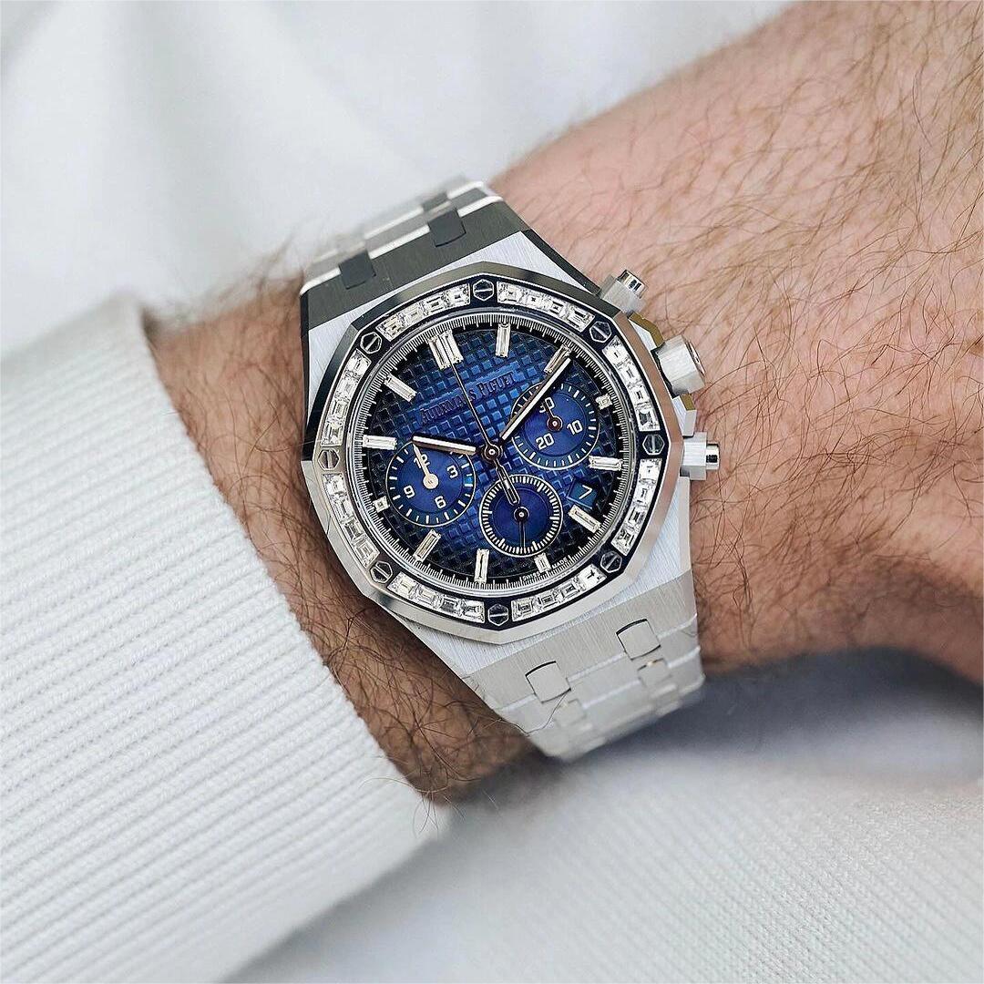 Audemars Piguet Royal Oak Chronograph 38mm White Gold Diamon Baguette Bezel 26715BC.ZZ.1356BC.01