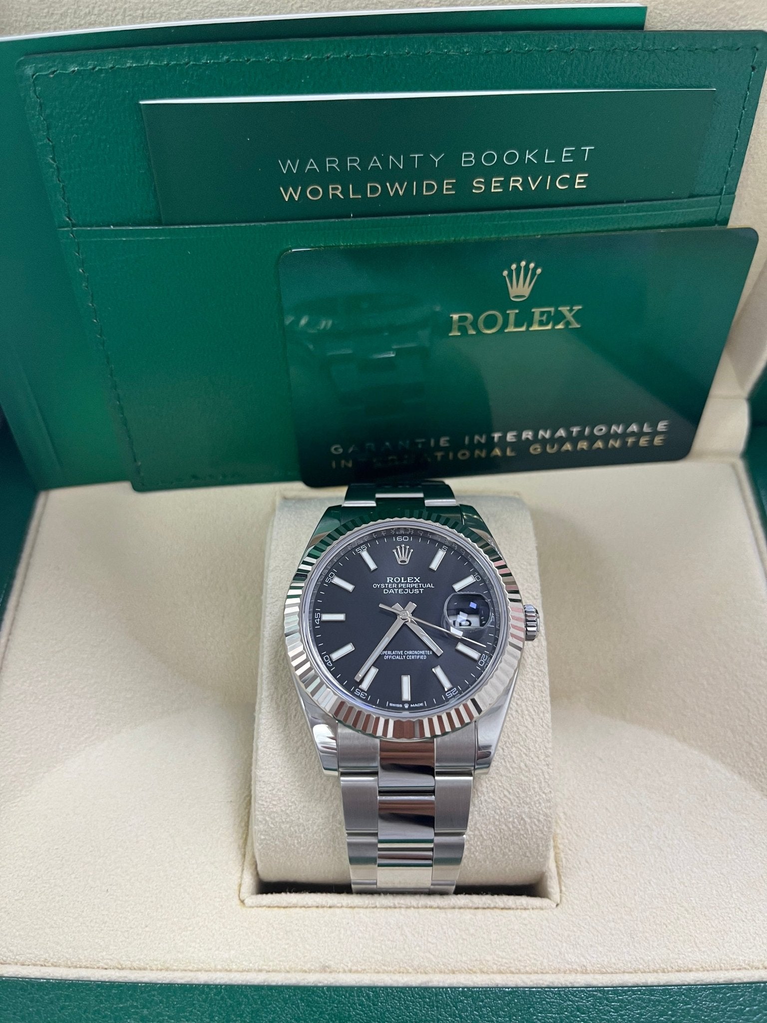 Rolex Datejust 41 Stainless Steel & White Gold - Black Index Dial - Fluted Bezel (Ref# 126334)
