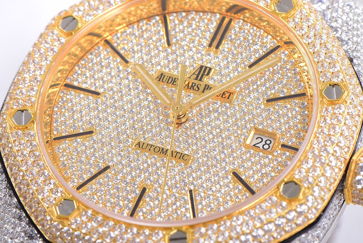 Audemars Piguet Royal Oak Selfwinding 41 mm, Yellow Gold/Silver/Gem Set Ref. 15400SR.OO.1220SR.01