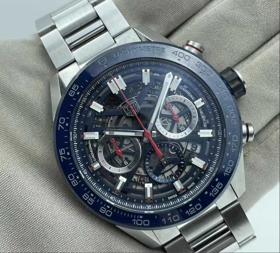 TAG HEUER CARRERA Calibre Heuer 02 45 Stainless Steel / Blue Ceramic