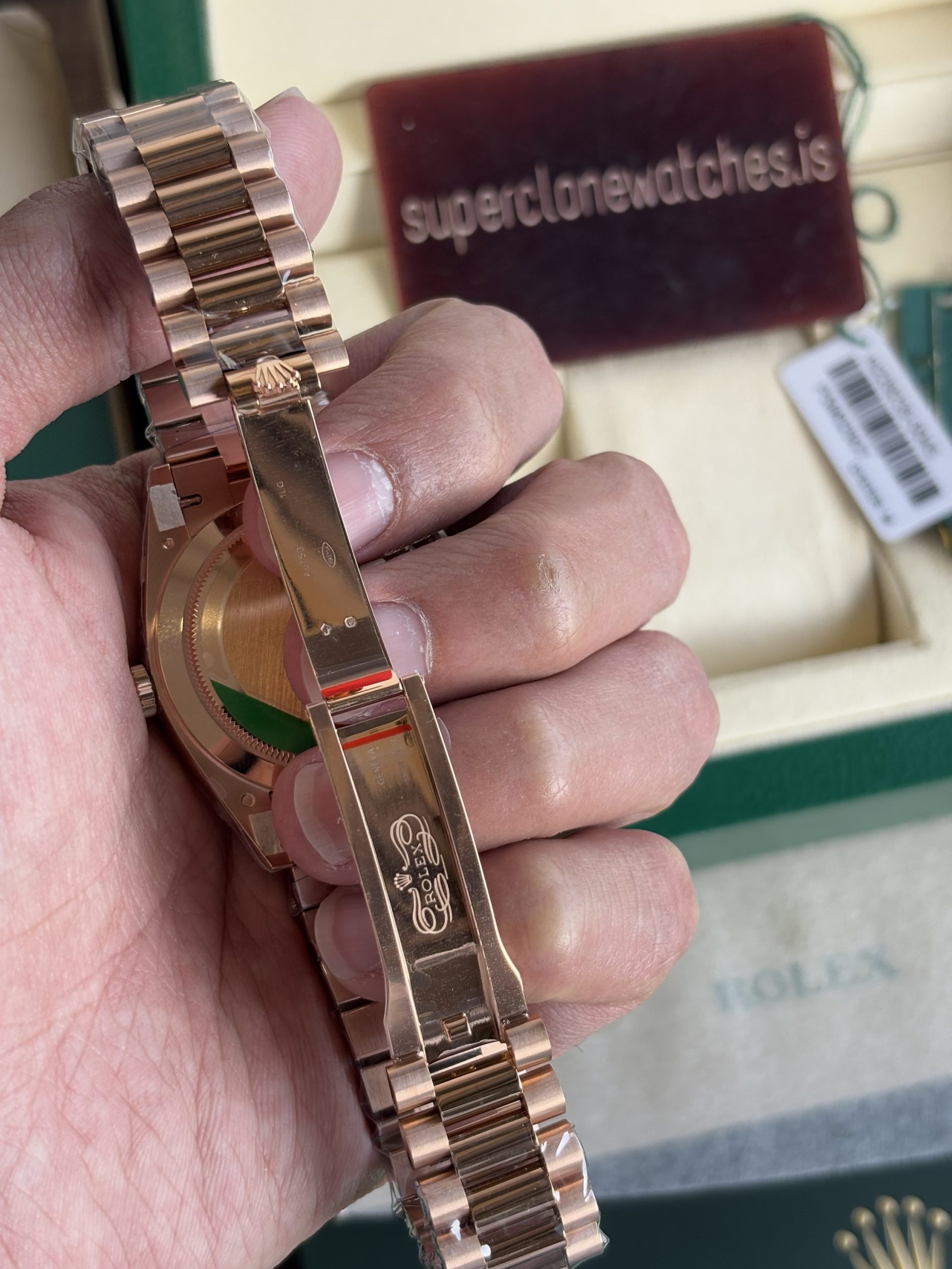 Rolex Day Date 40 Rose Gold Eisenkiesel Dial 3255 Movement