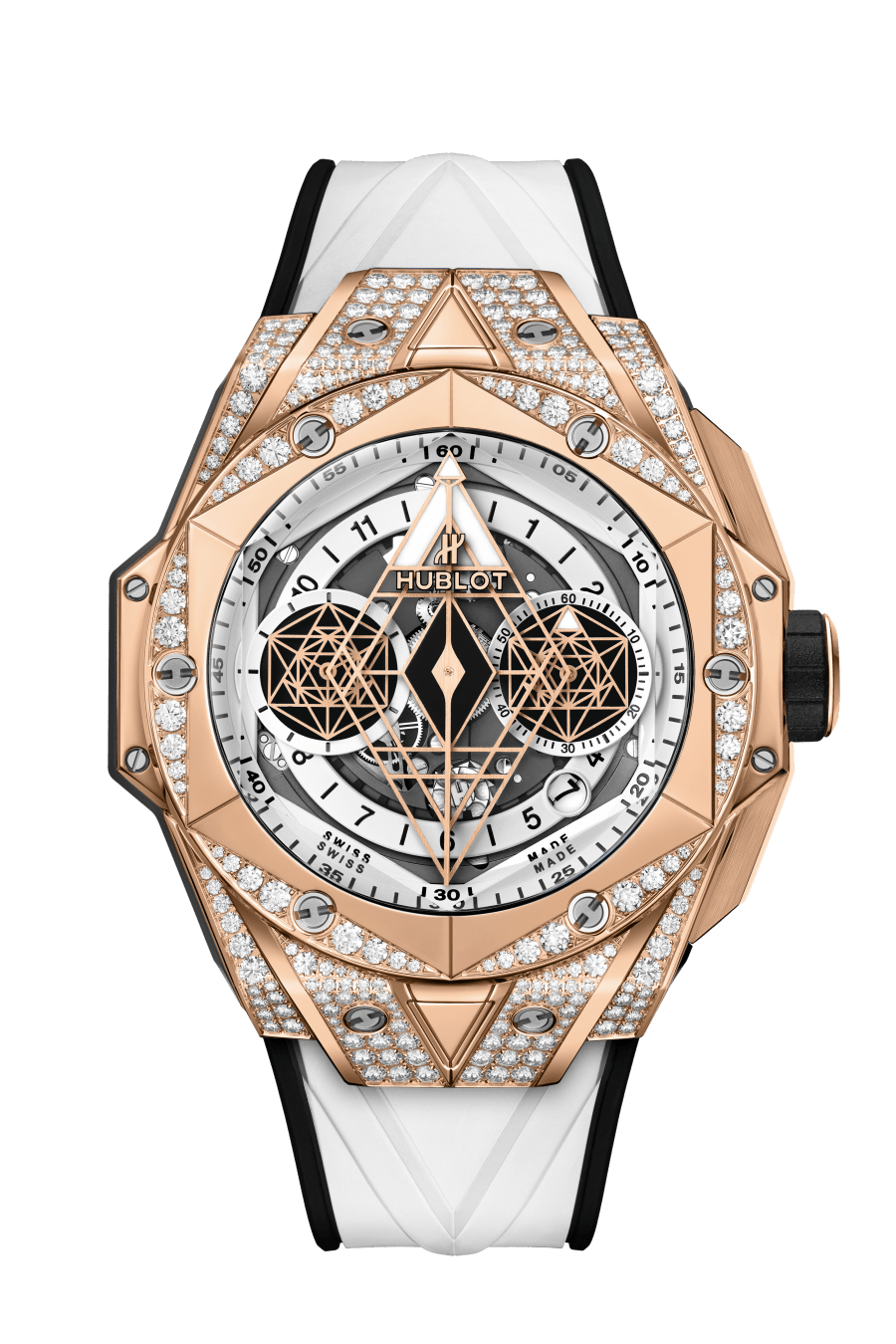 HUBLOT BIG BANG SANG BLEU II KING GOLD WHITE PAVÉ 45MM 418.OX.2001.RX.1604.MXM20