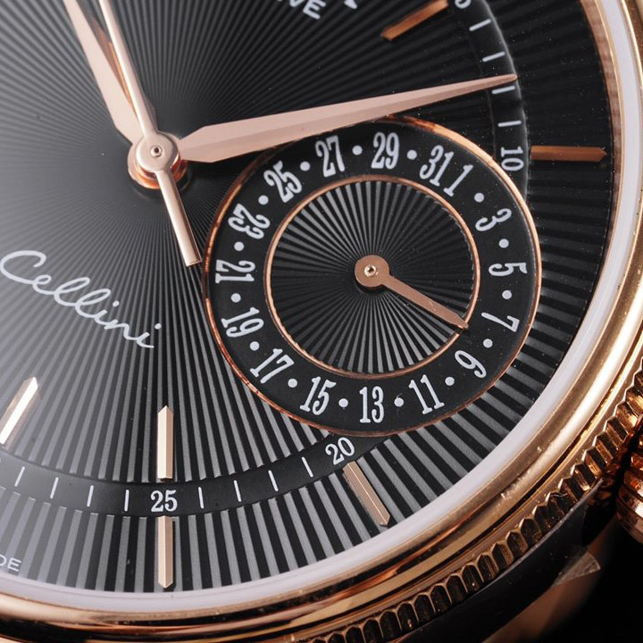 Rolex Cellini Date Watch 39mm rose gold black dial m50515-0011
