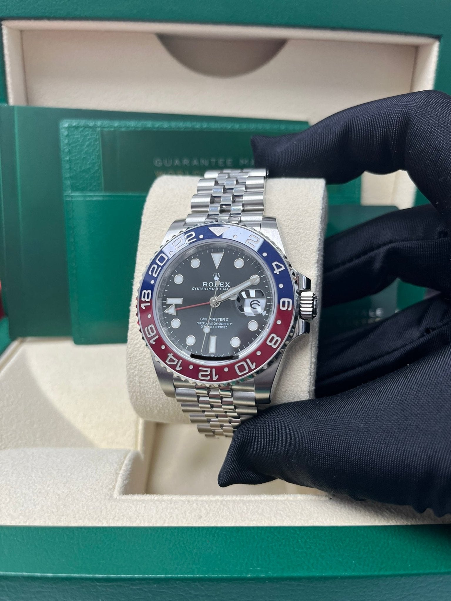 Rolex GMT-Master II Steel Blue & Red Pepsi Bezel and Black Dial (Ref# 126710BLRO)