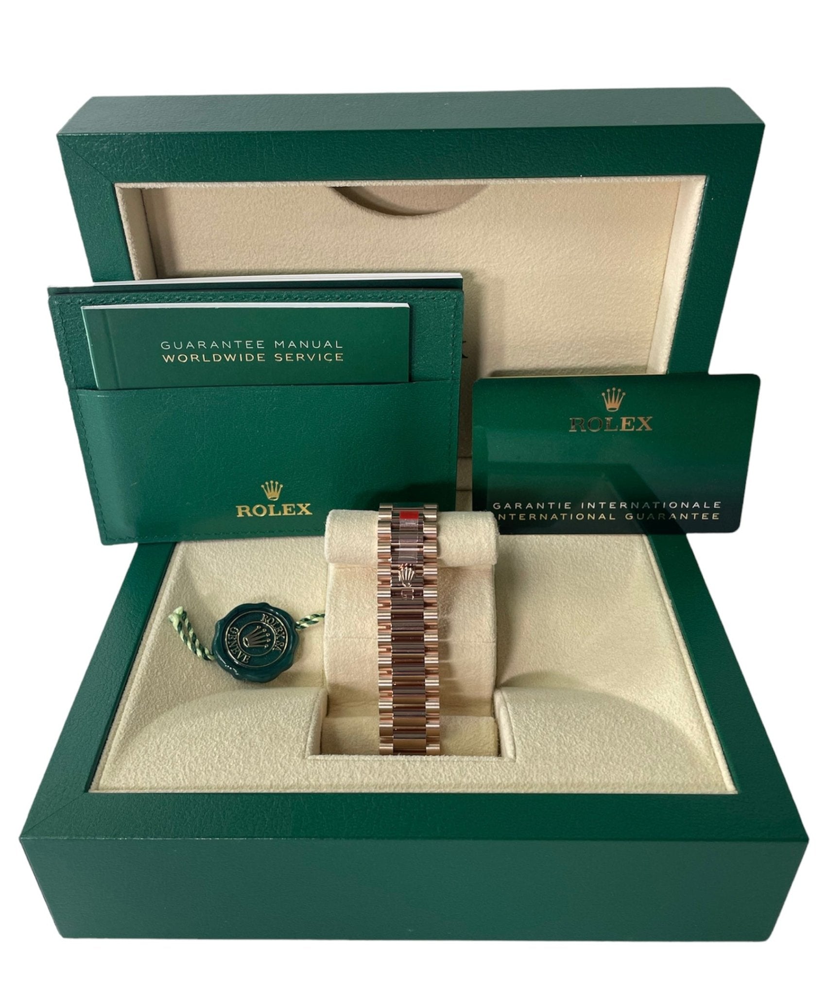 Rolex Everose Gold Day-Date 36 Watch - Fluted Bezel - Brown Ombre�� Diamond Dial - President Bracelet (Ref# 128235)