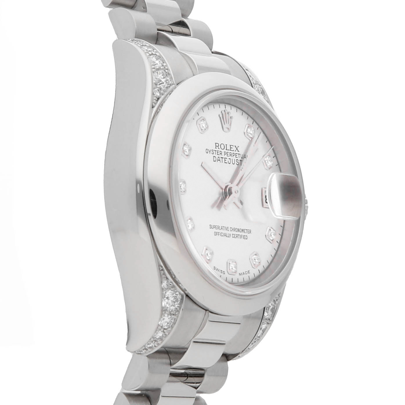 Rolex Super Clone Watch : Datejust 179296 WHT GLD DIA PRS